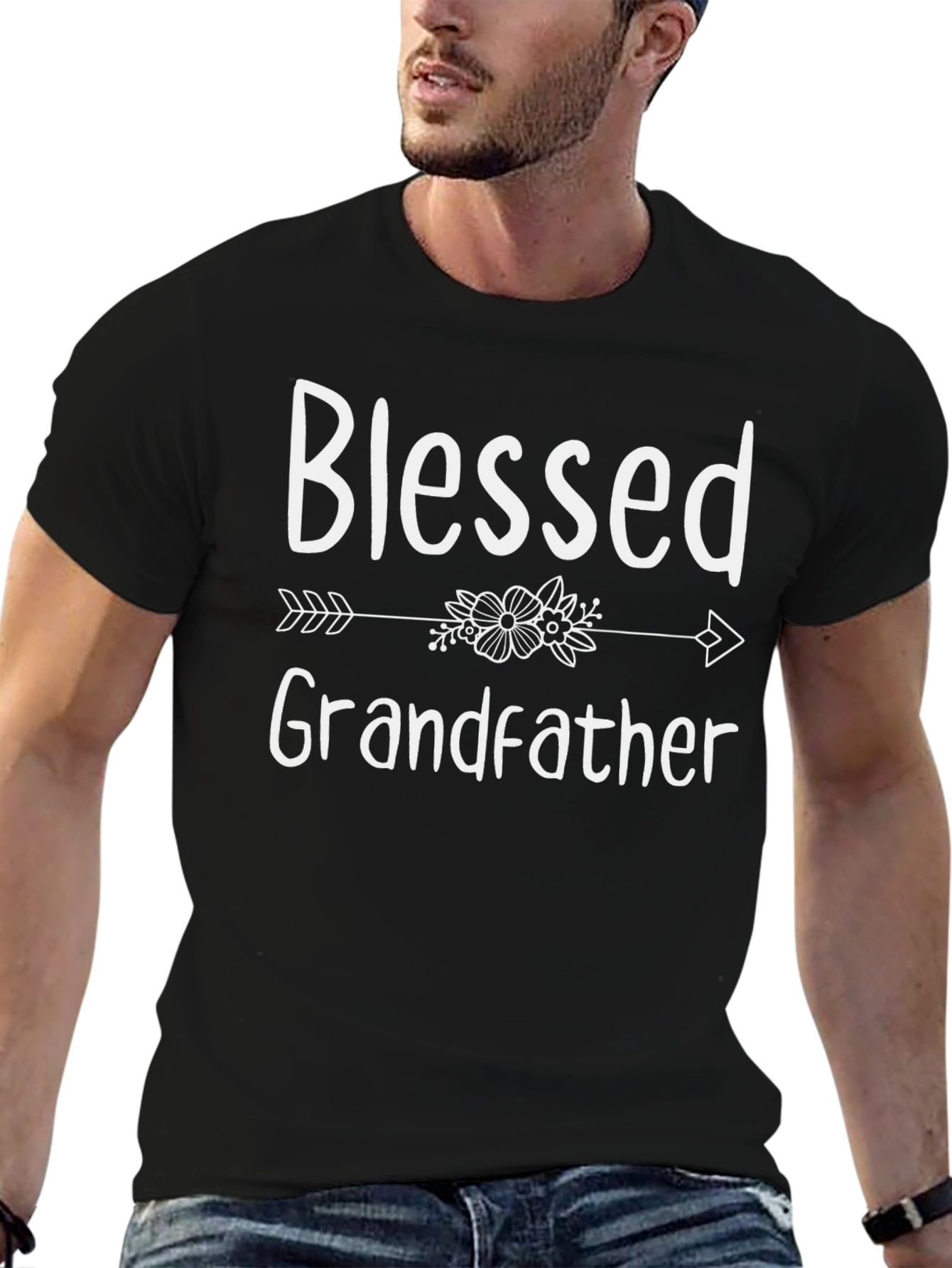 Blessed Grandfather Graphic Tee - Black
