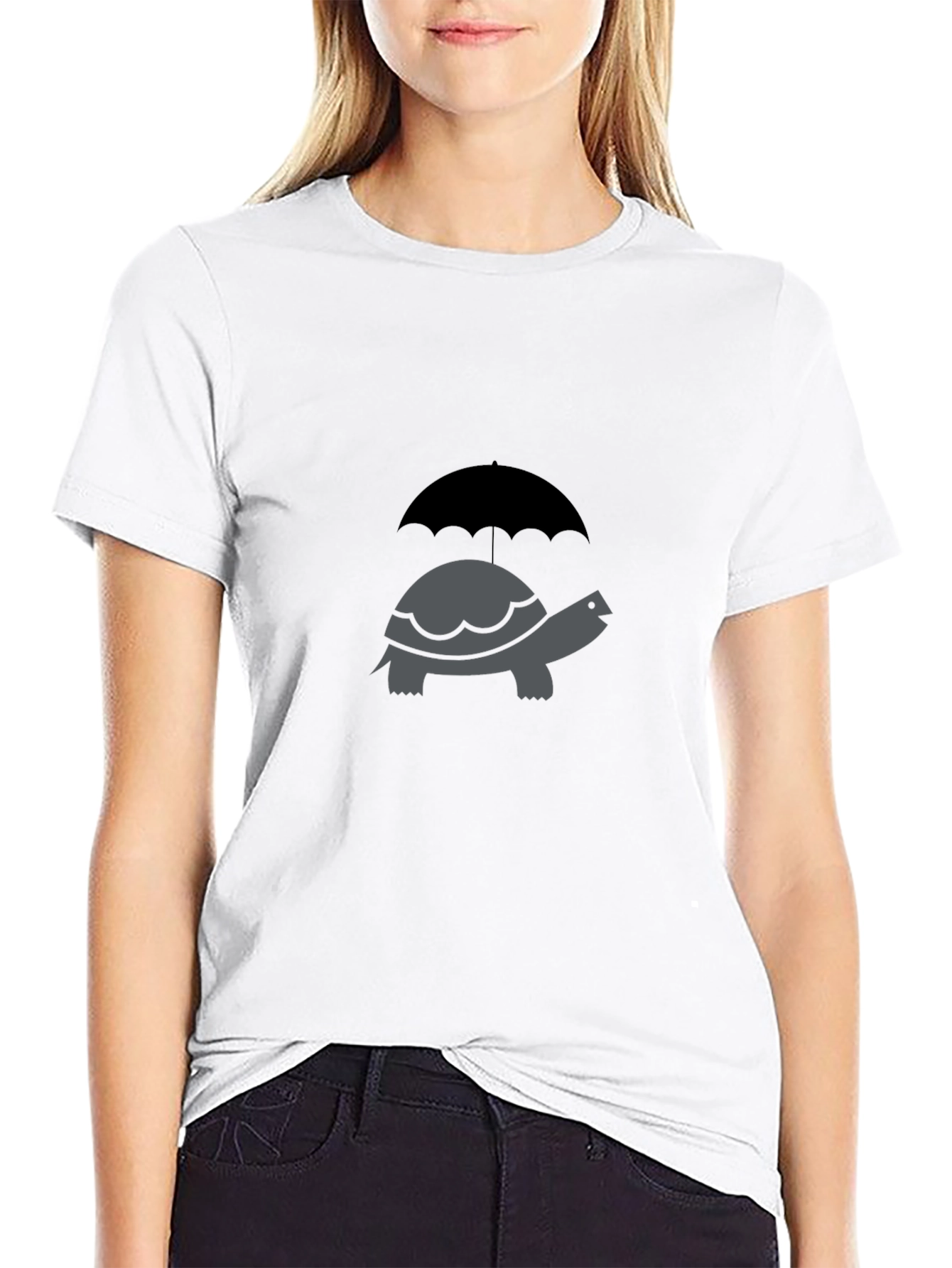 Turtle Umbrella Graphic Tee - Classic Crew Neck