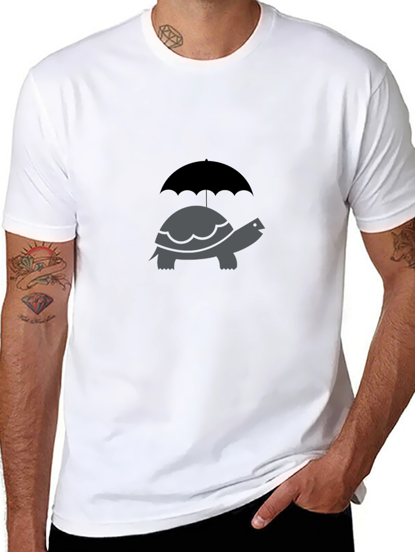 Turtle Umbrella Graphic Tee - Classic Crew Neck
