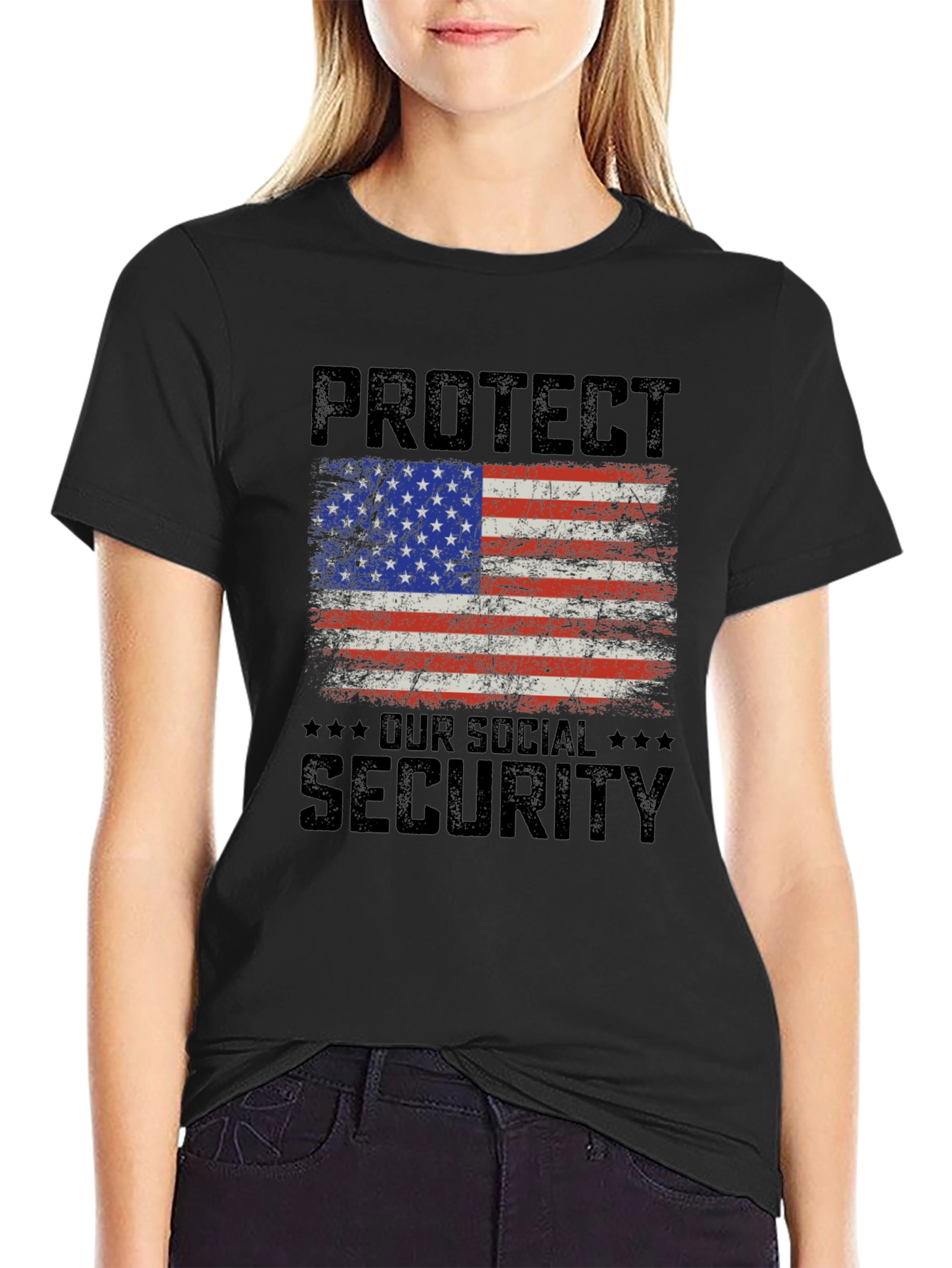 Patriotic Social Security T-Shirt - USA Flag Graphic Tee