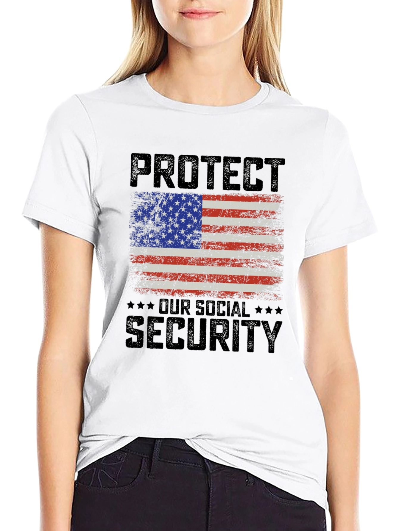 Patriotic Social Security T-Shirt - USA Flag Graphic Tee