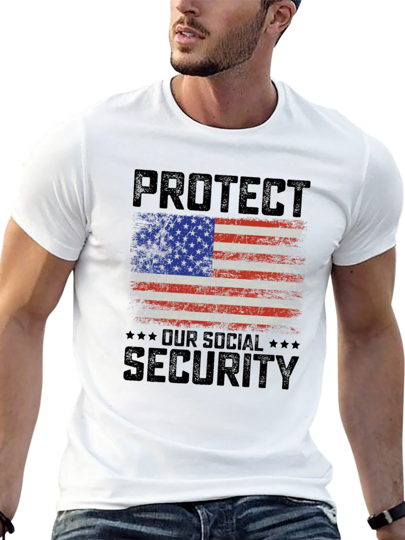Patriotic Social Security T-Shirt - USA Flag Graphic Tee