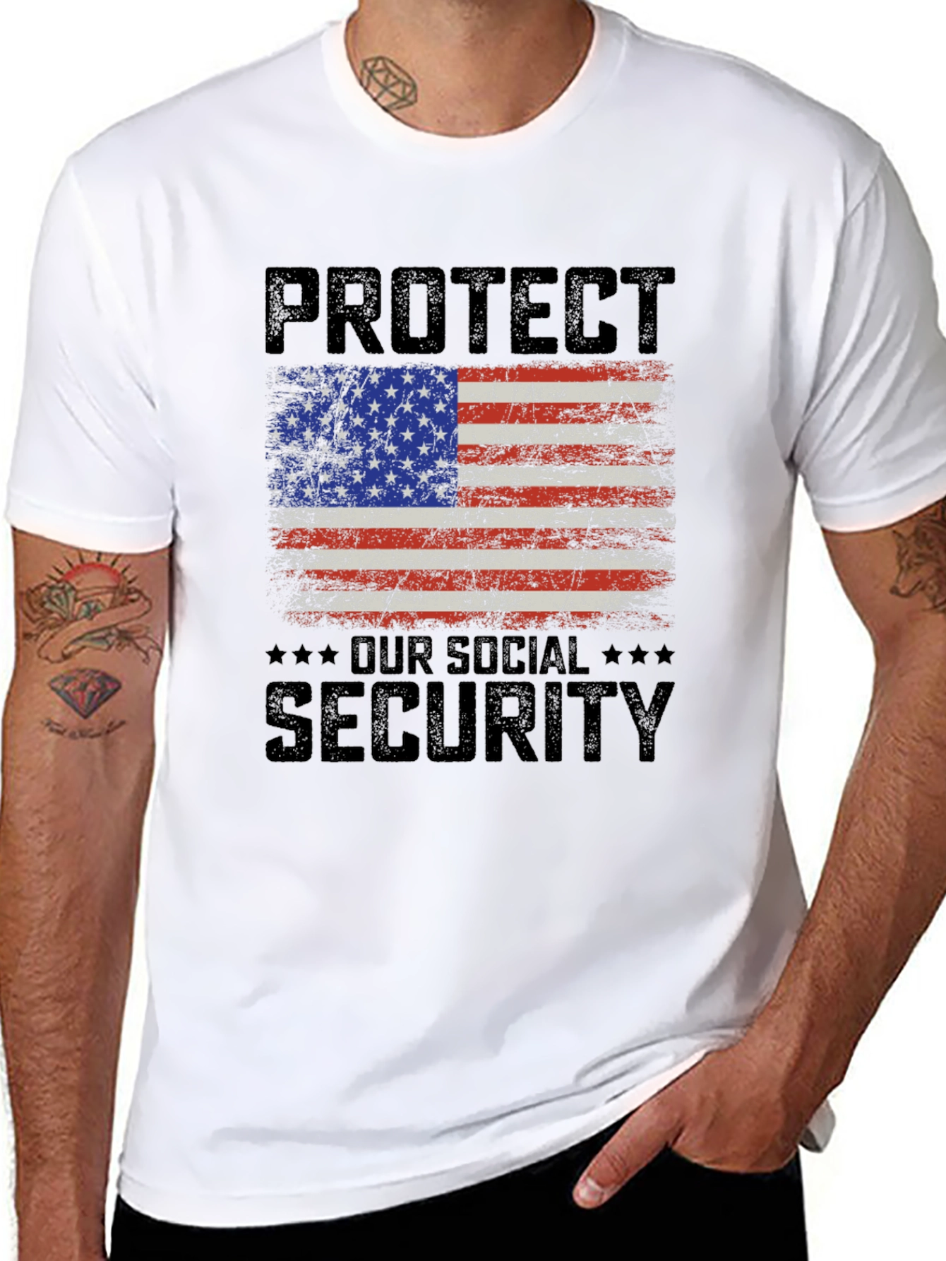 Patriotic Social Security T-Shirt - USA Flag Graphic Tee