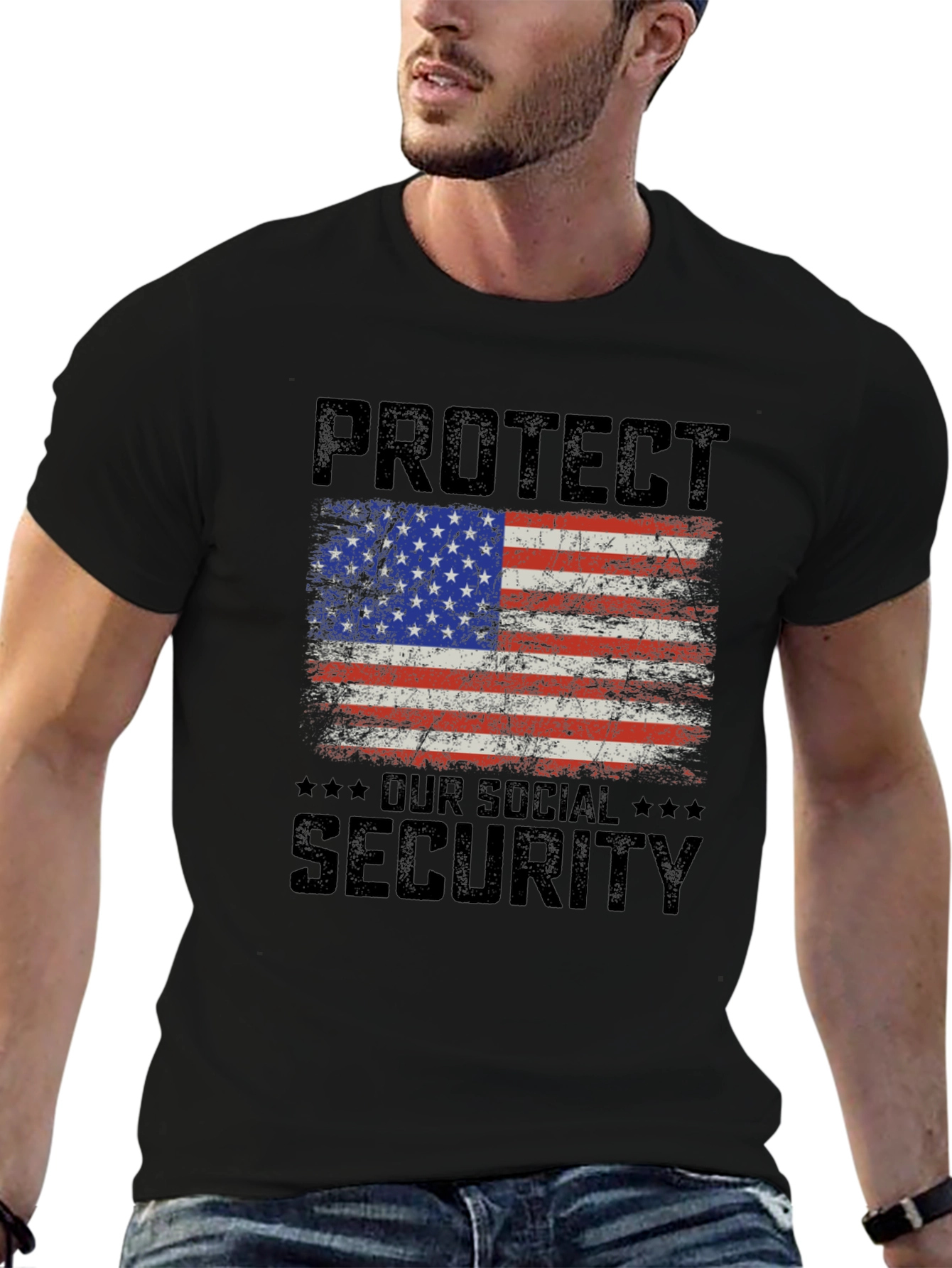 Patriotic Social Security T-Shirt - USA Flag Graphic Tee