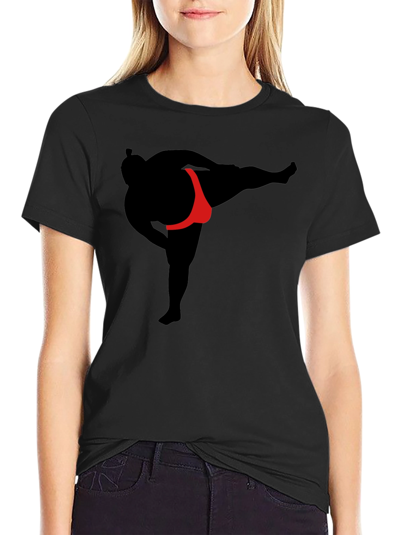 Sumo Wrestler Graphic T-Shirt - Black