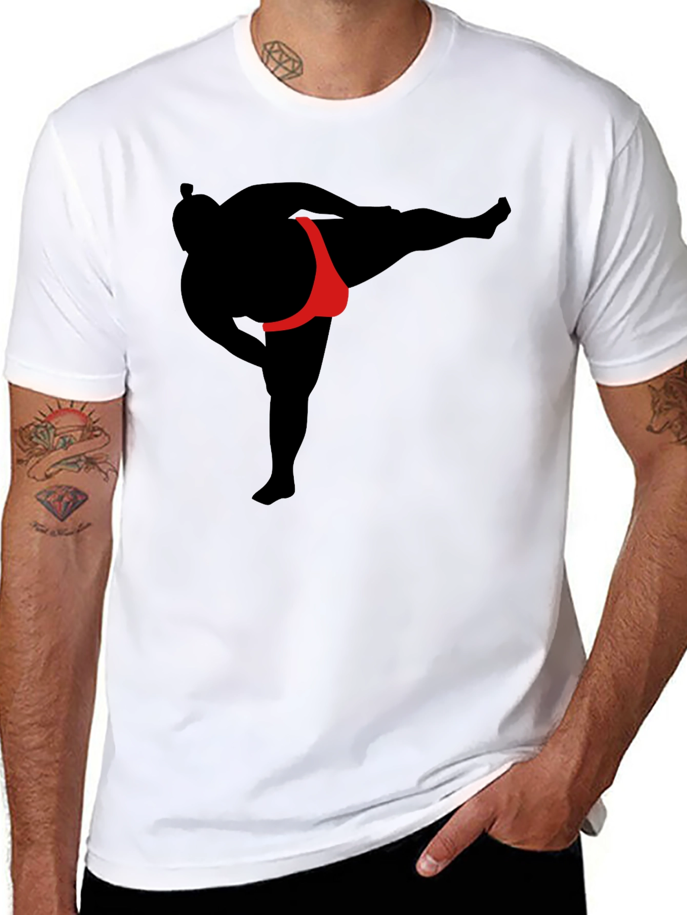 Sumo Wrestler Graphic T-Shirt - Black