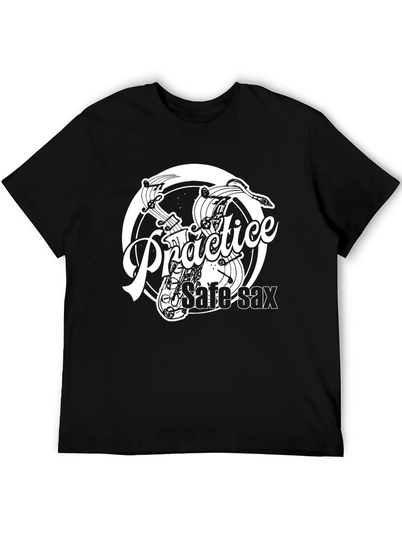 Practice Safe Sax Black Graphic T-Shirt
