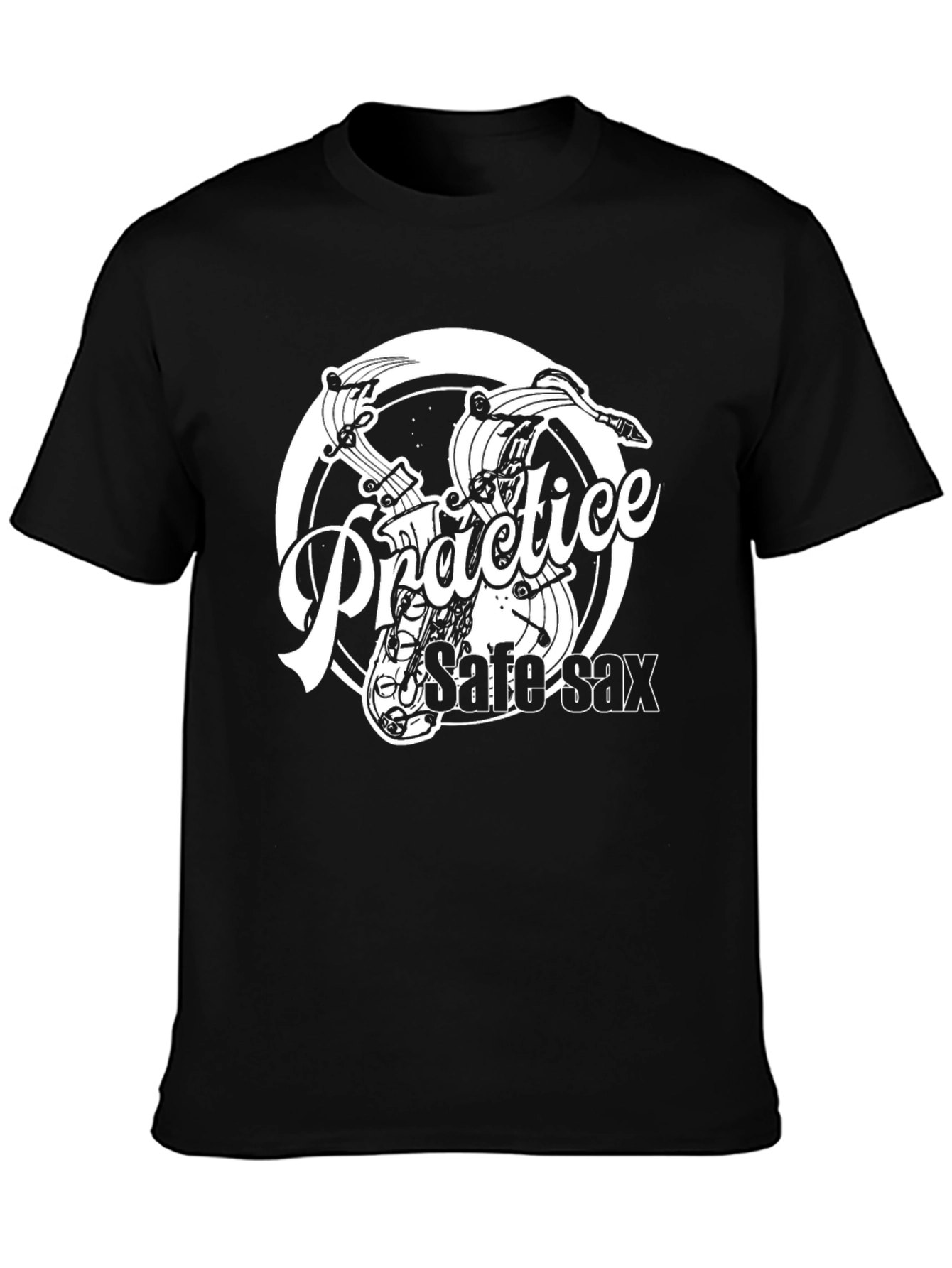 Practice Safe Sax Black Graphic T-Shirt