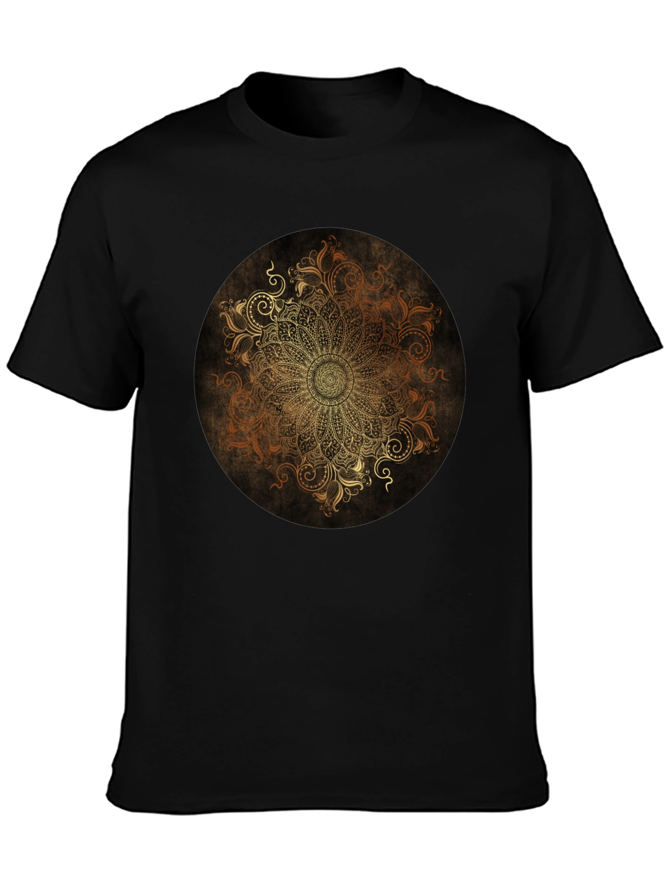 Golden Mandala Graphic Black T-Shirt