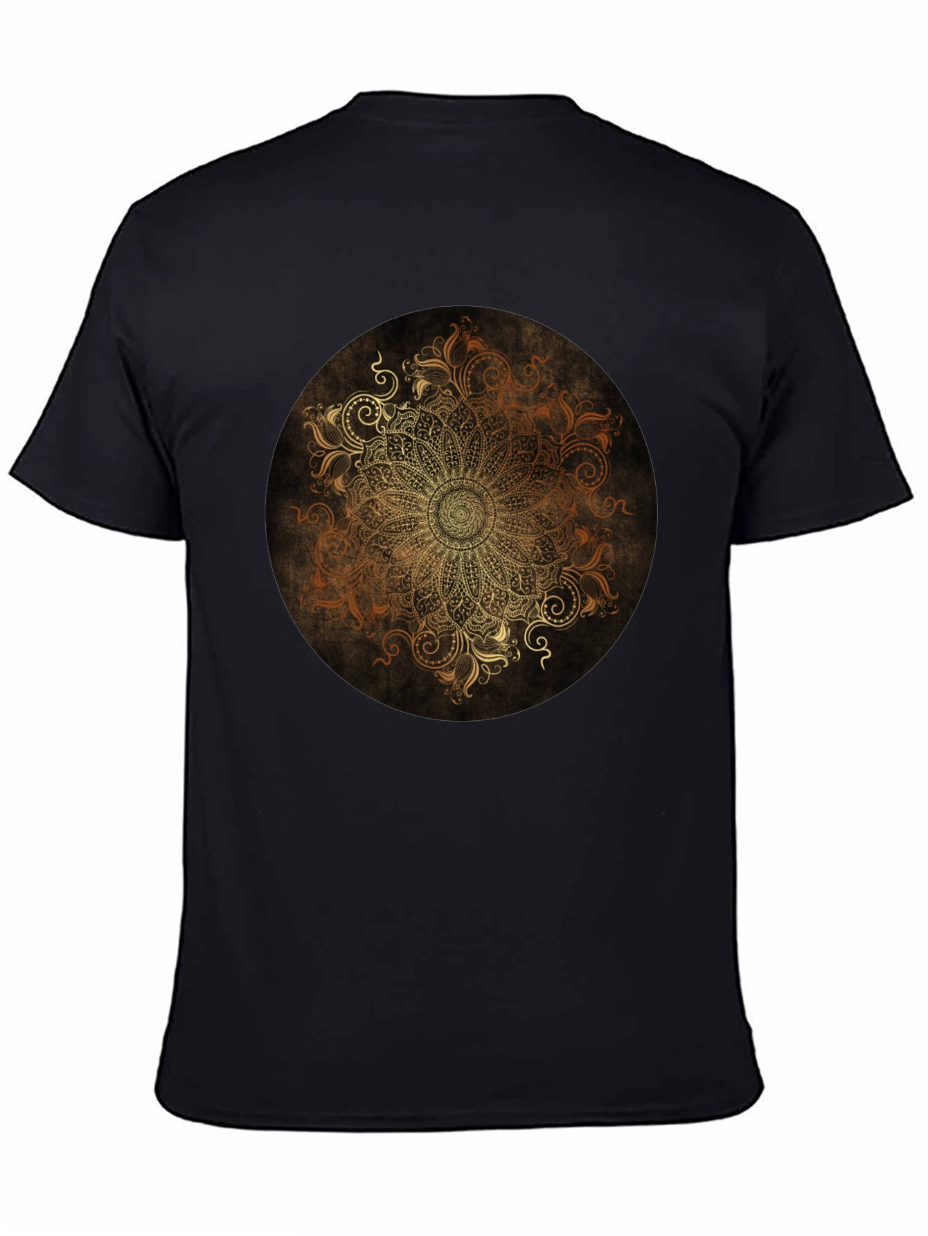 Golden Mandala Graphic Black T-Shirt