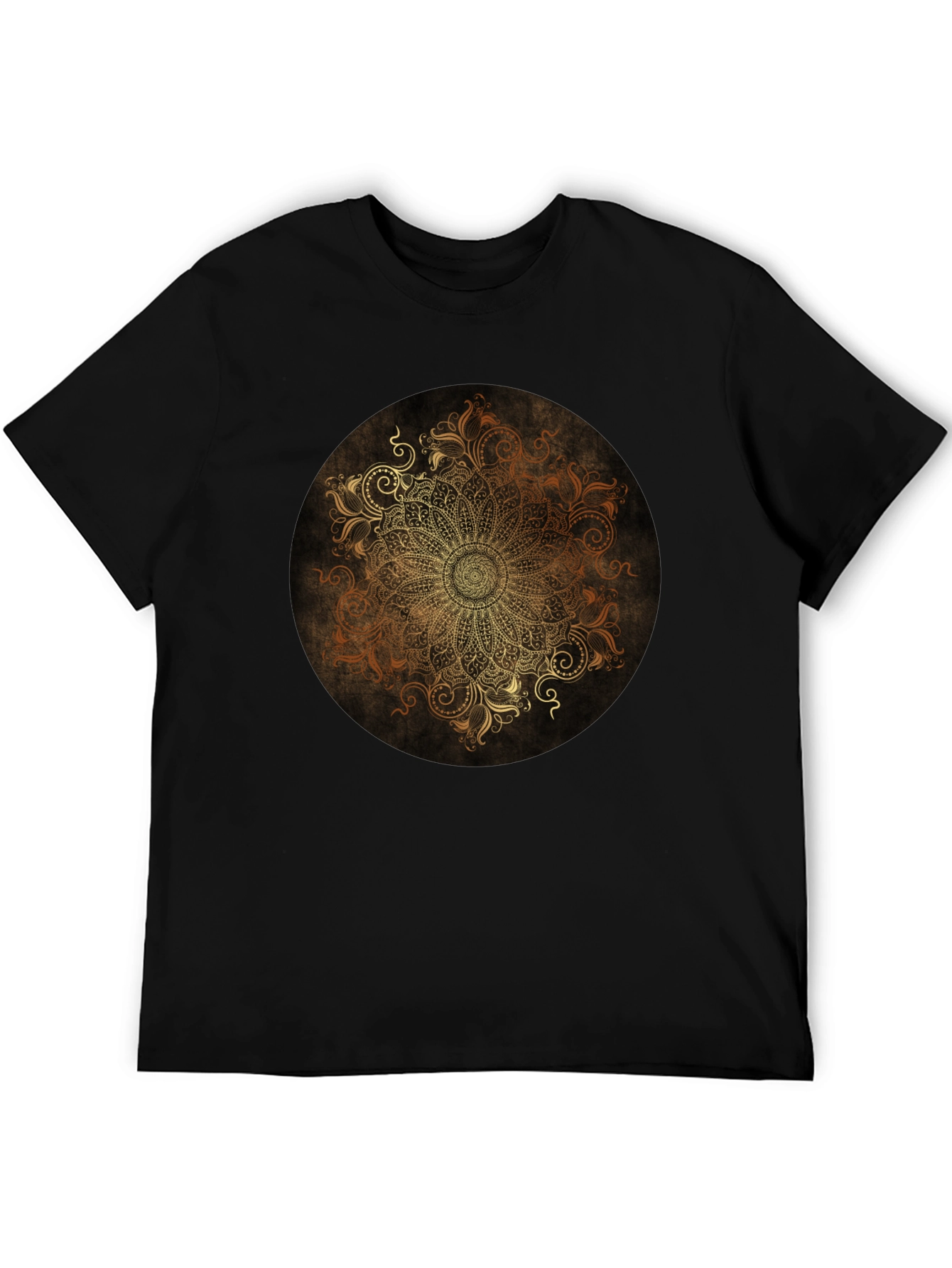 Golden Mandala Graphic Black T-Shirt