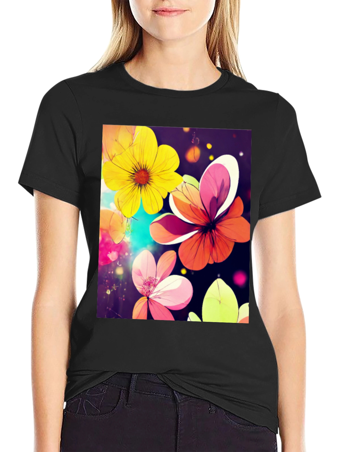 Floral Graphic Tee - Artistic Flower Design
