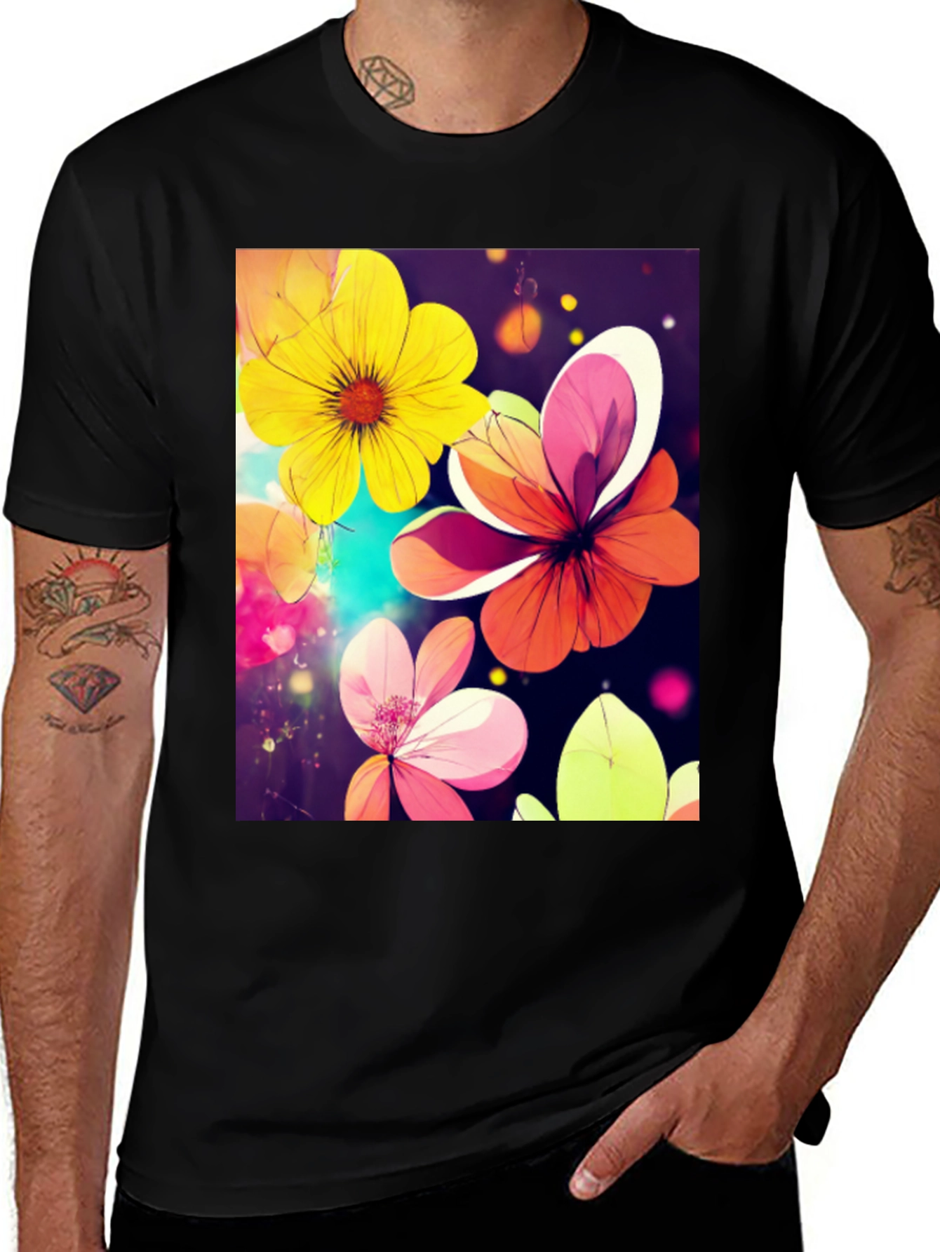 Floral Graphic Tee - Artistic Flower Design