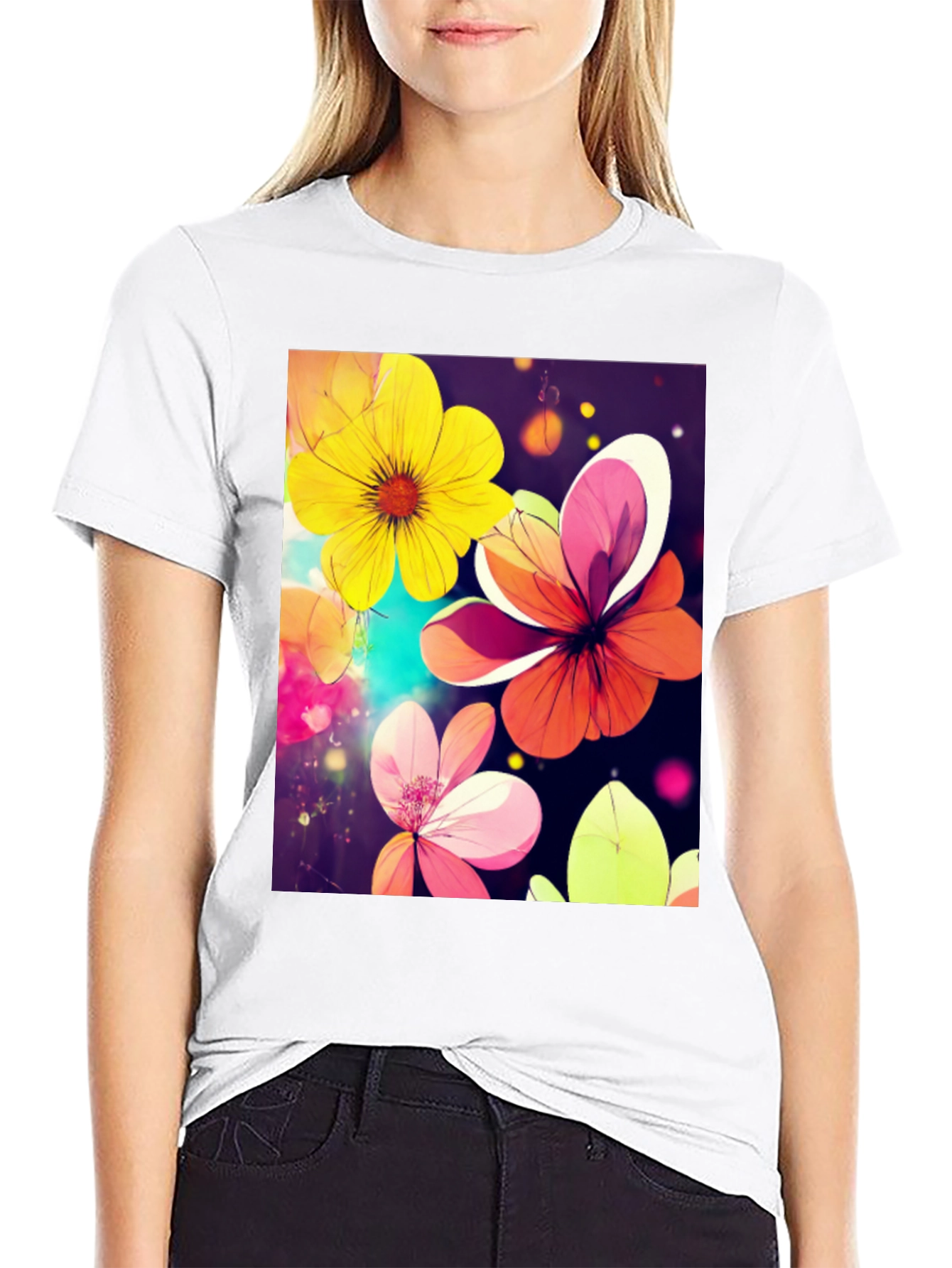 Floral Graphic Tee - Artistic Flower Design