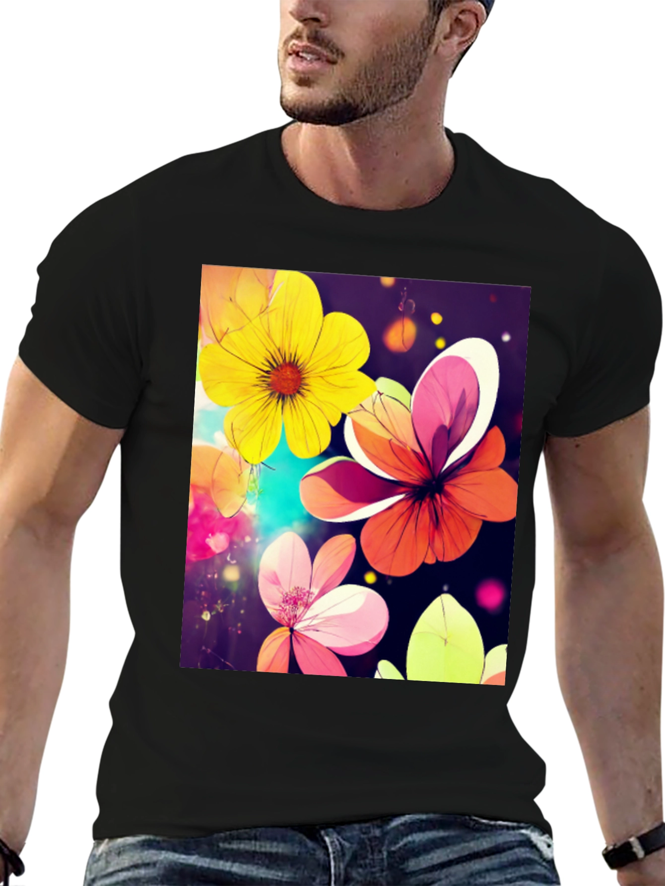 Floral Graphic Tee - Artistic Flower Design