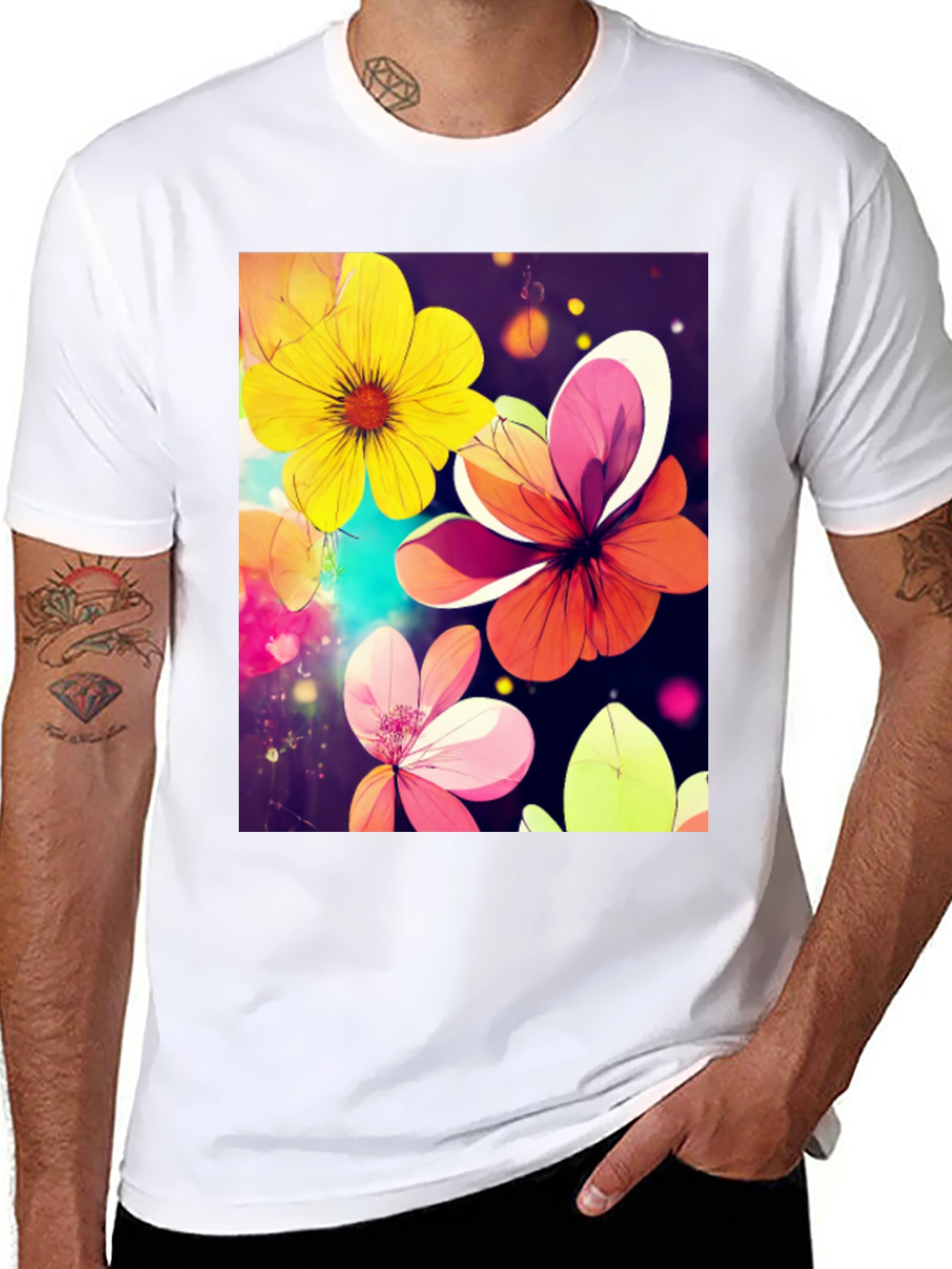 Floral Graphic Tee - Artistic Flower Design