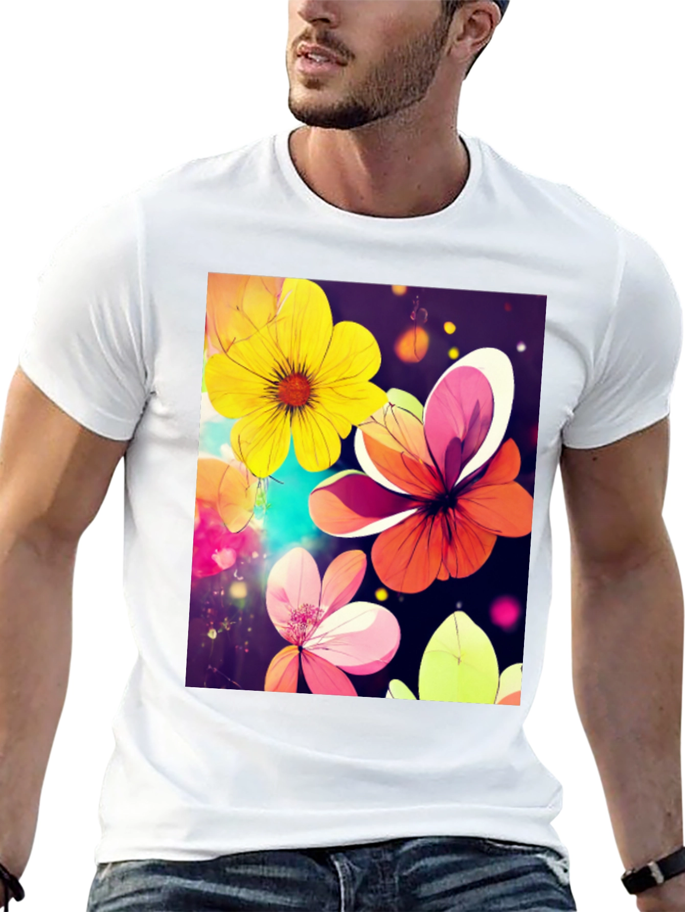 Floral Graphic Tee - Artistic Flower Design