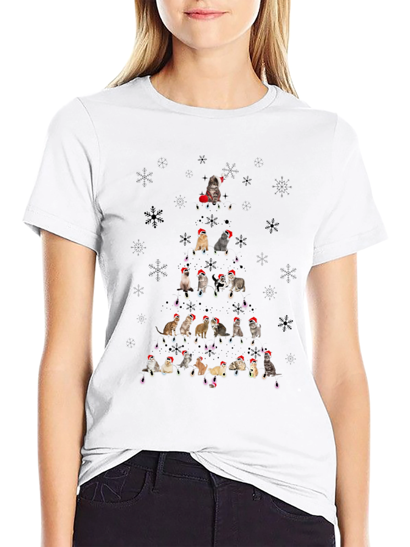 Festive Feline Christmas Tree T-Shirt