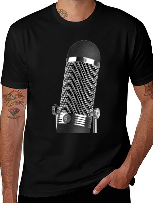 Vintage Microphone Graphic T-Shirt - Classic Studio Look