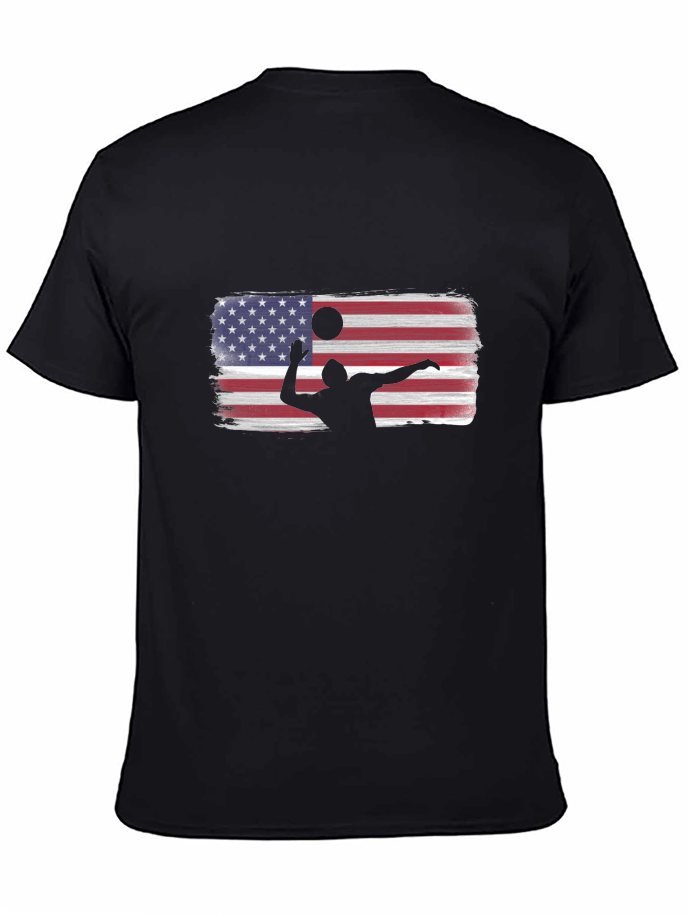 Volleyball USA Flag Graphic Black T-Shirt
