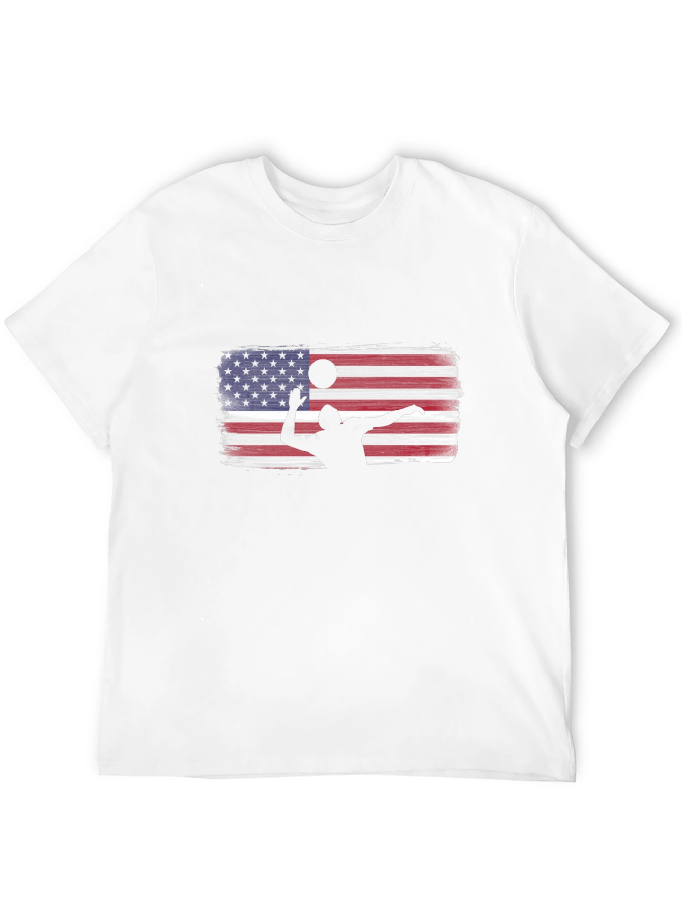 Volleyball USA Flag Graphic Black T-Shirt