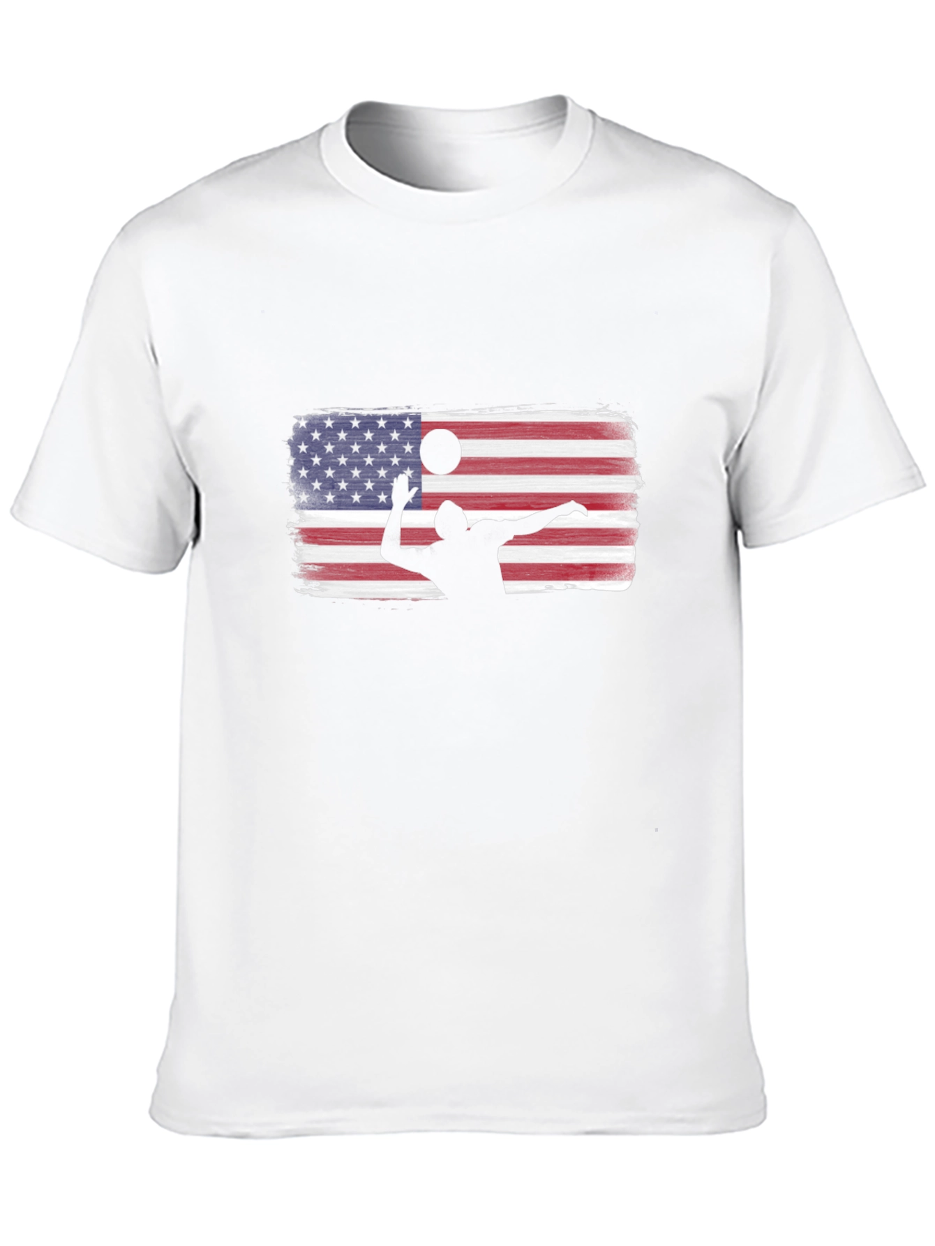 Volleyball USA Flag Graphic Black T-Shirt