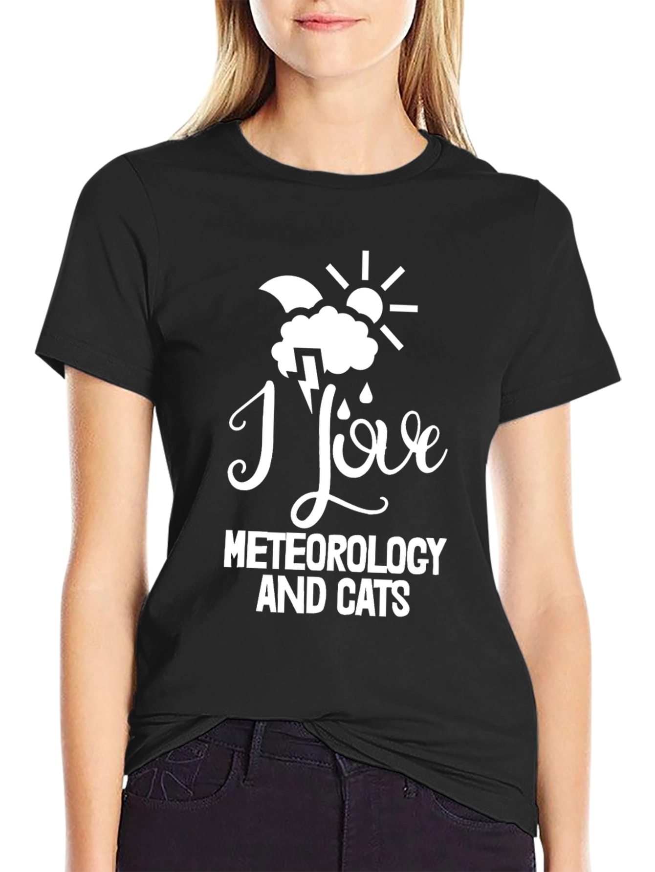 I Love Meteorology and Cats Graphic Tee