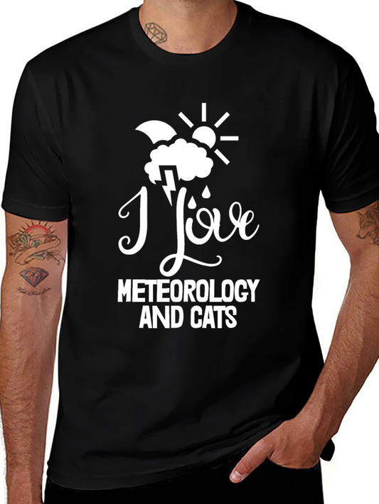 I Love Meteorology and Cats Graphic Tee