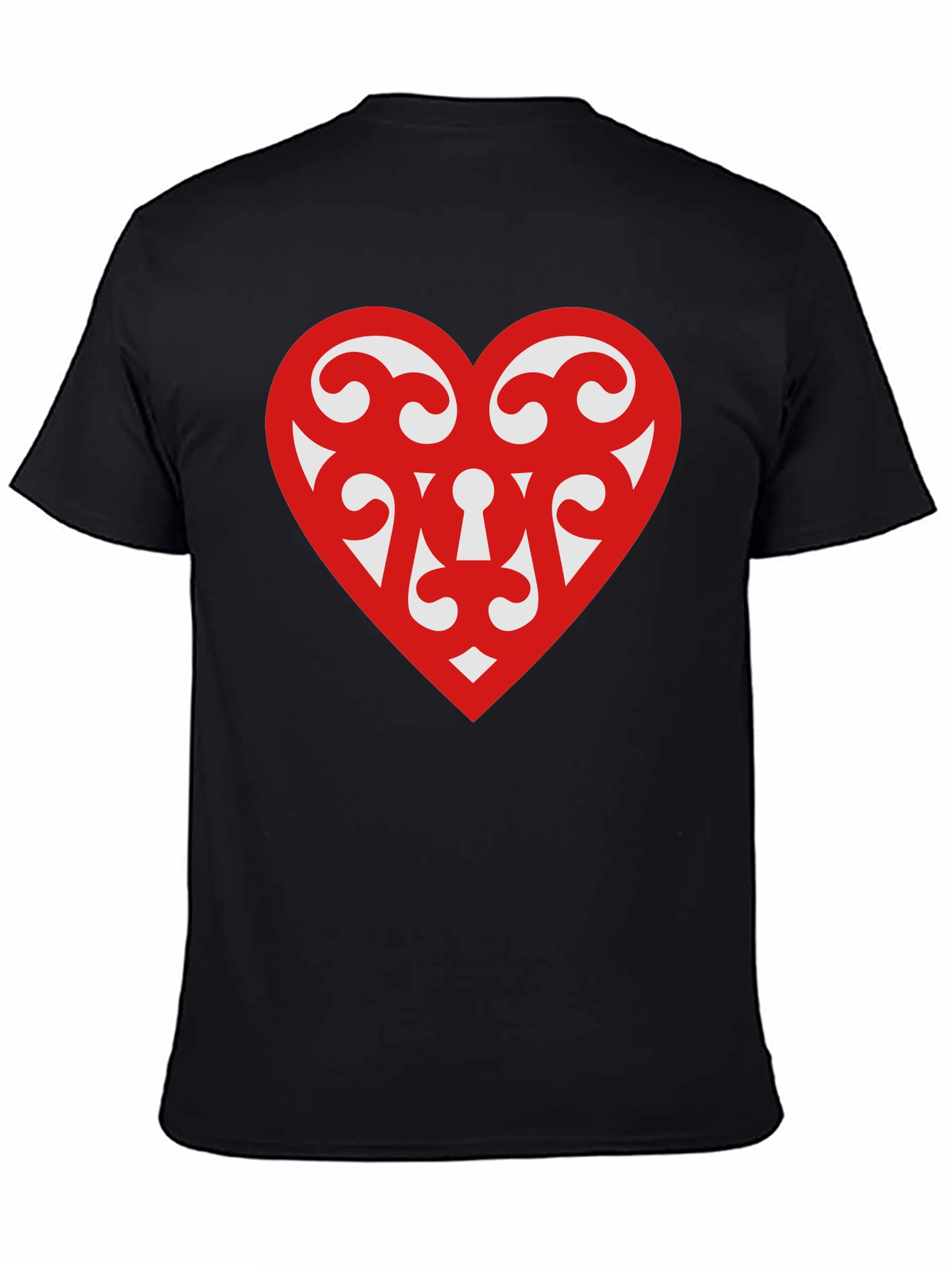 Heart Scroll Design Black T-Shirt