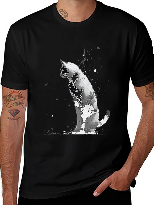 Black Cat Watercolor Graphic T-Shirt