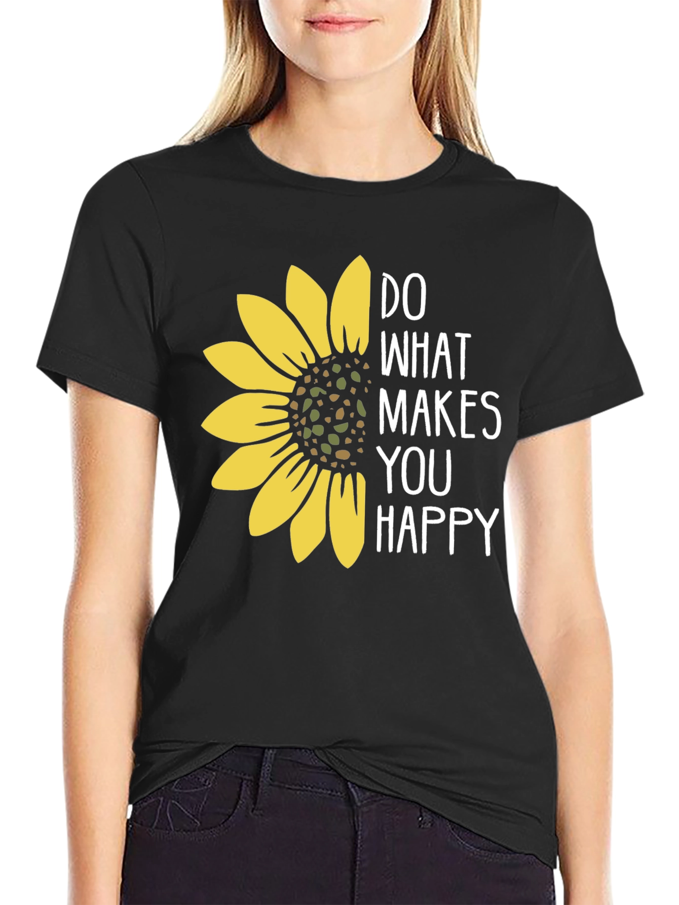 Sunflower Graphic T-Shirt - Do What Makes You Happy