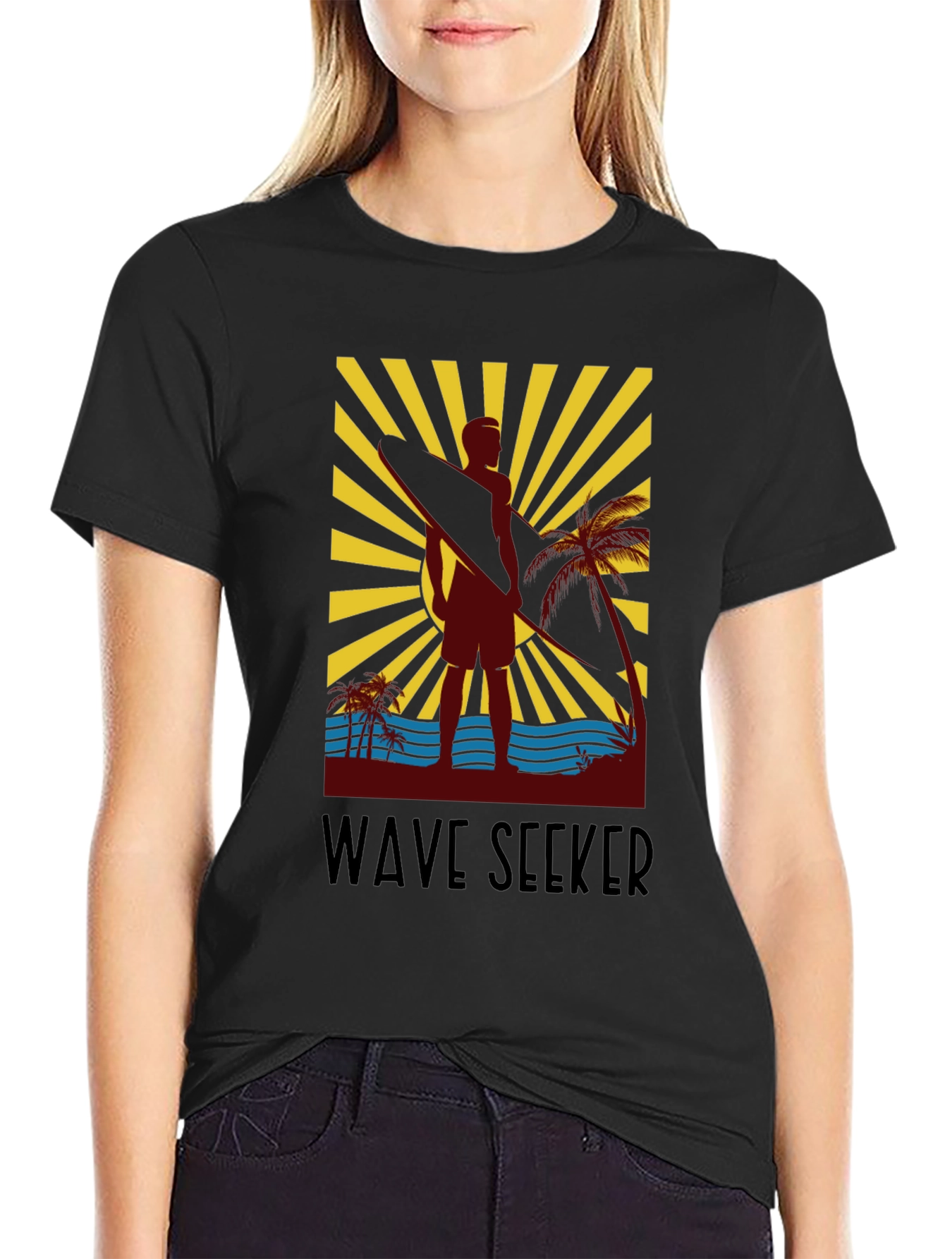 Wave Seeker Graphic Tee - Surfer Design