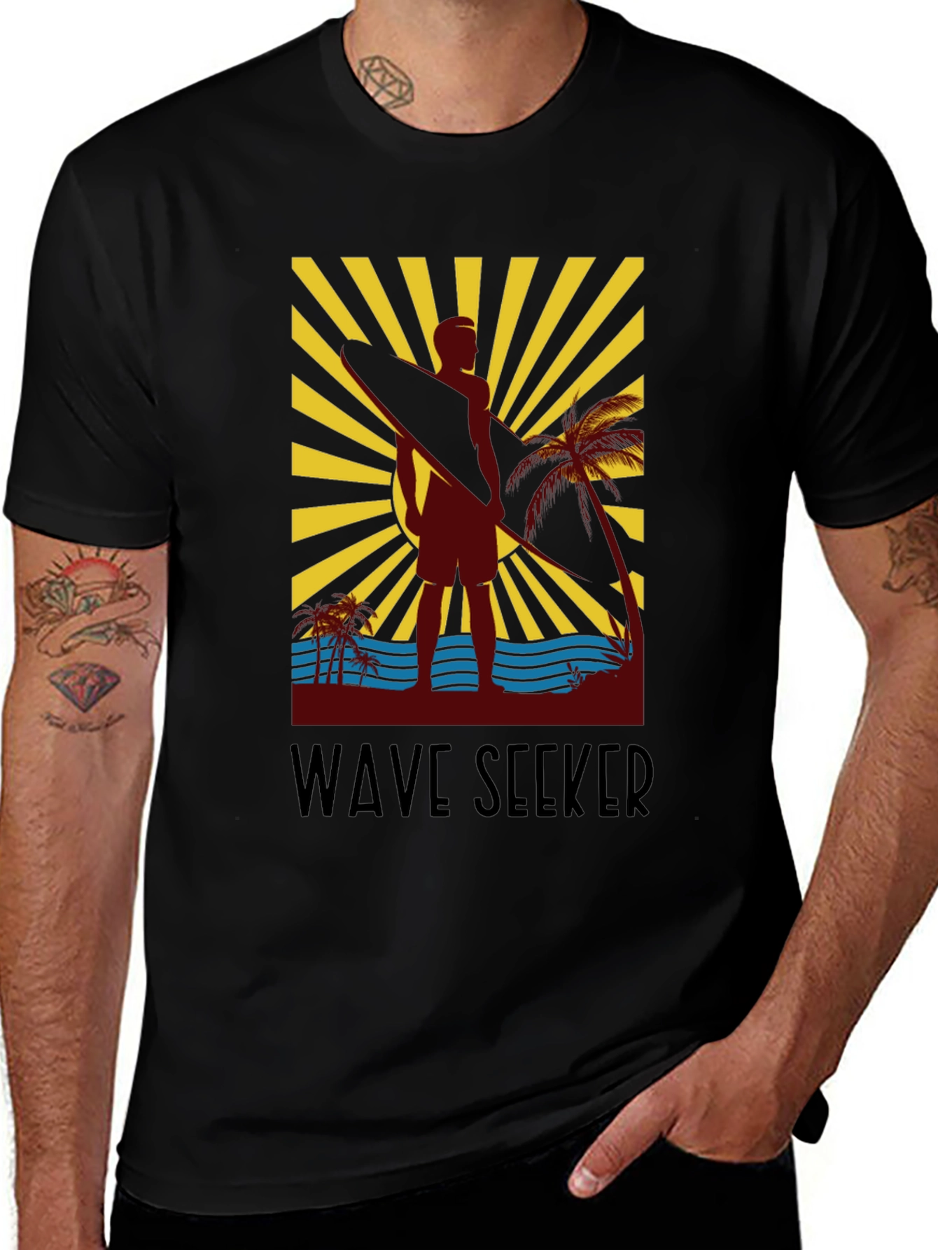 Wave Seeker Graphic Tee - Surfer Design