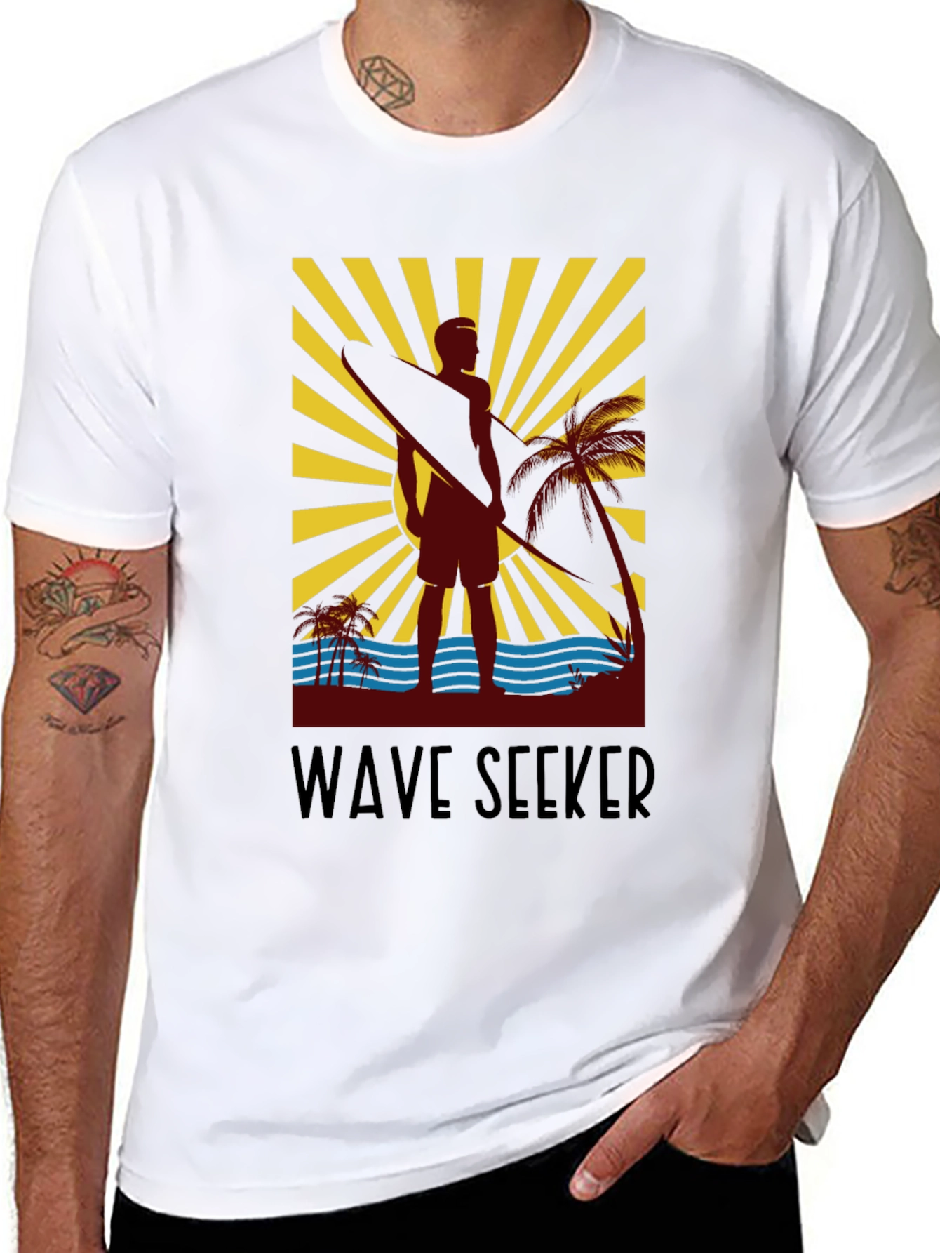Wave Seeker Graphic Tee - Surfer Design