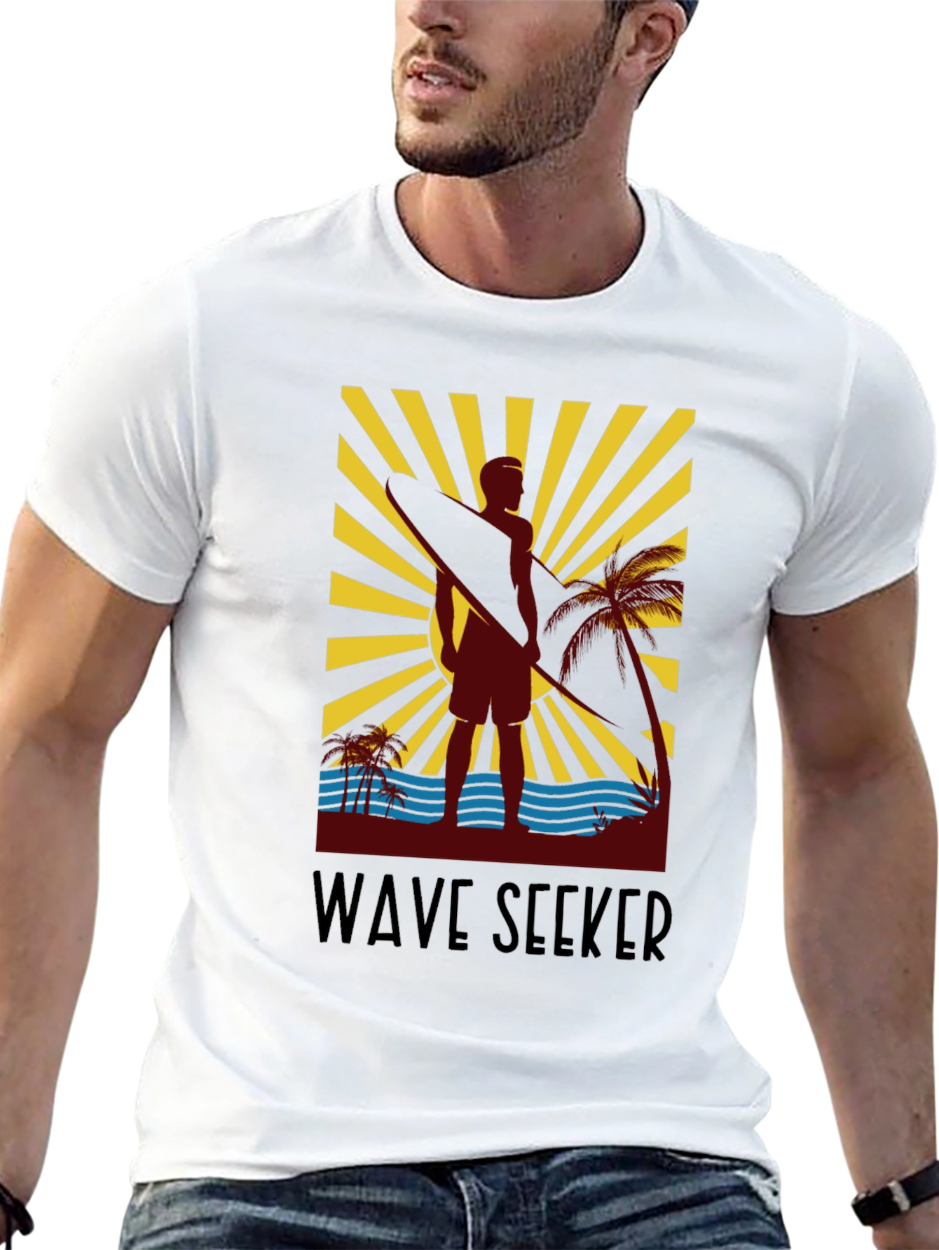 Wave Seeker Graphic Tee - Surfer Design