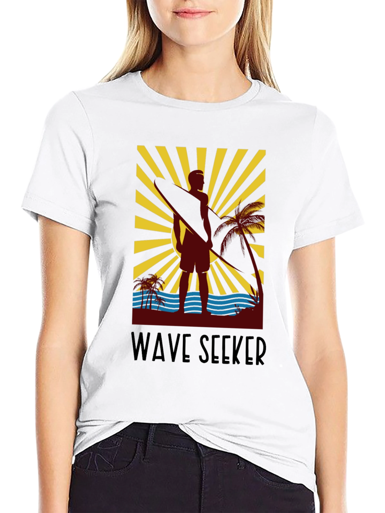 Wave Seeker Graphic Tee - Surfer Design
