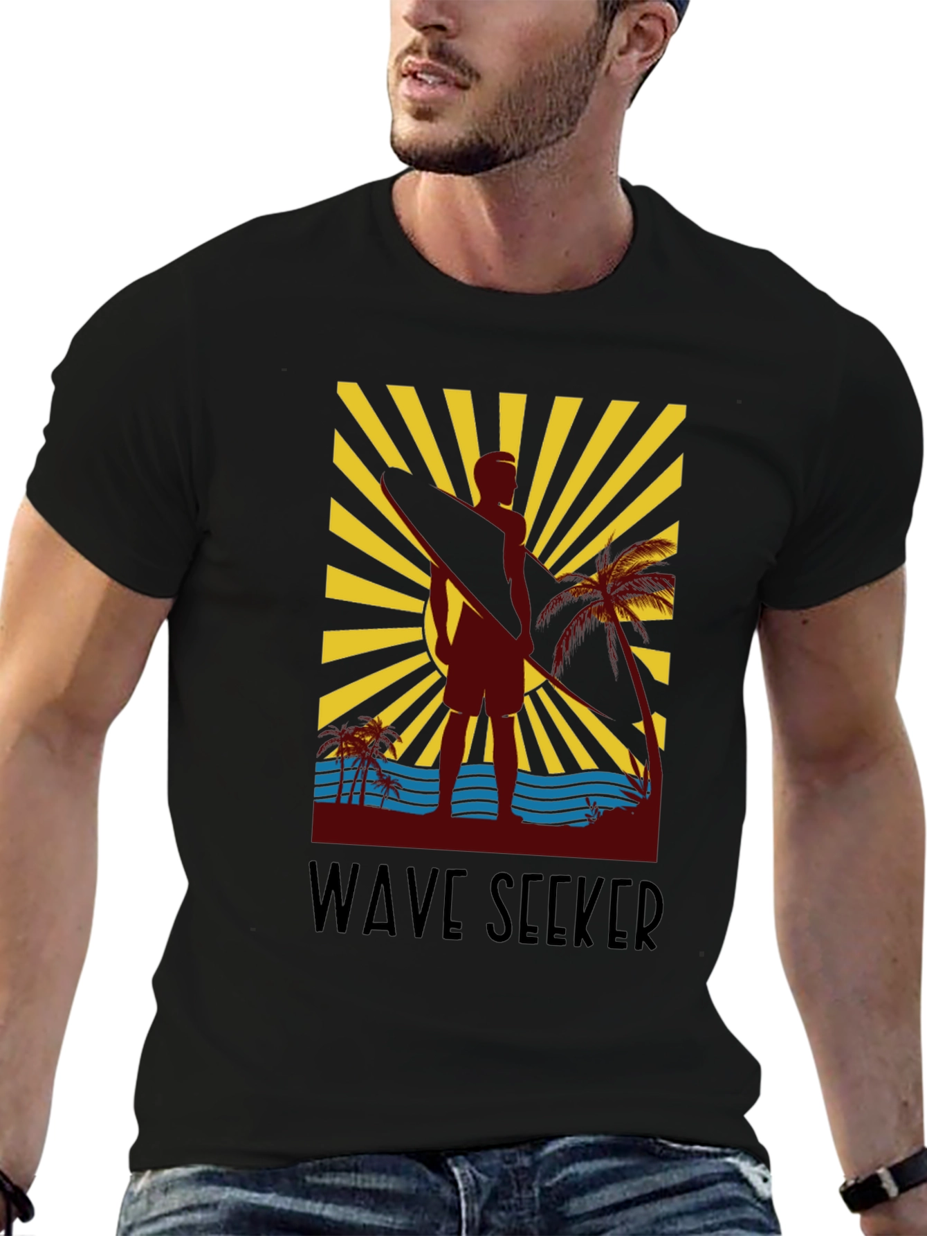 Wave Seeker Graphic Tee - Surfer Design