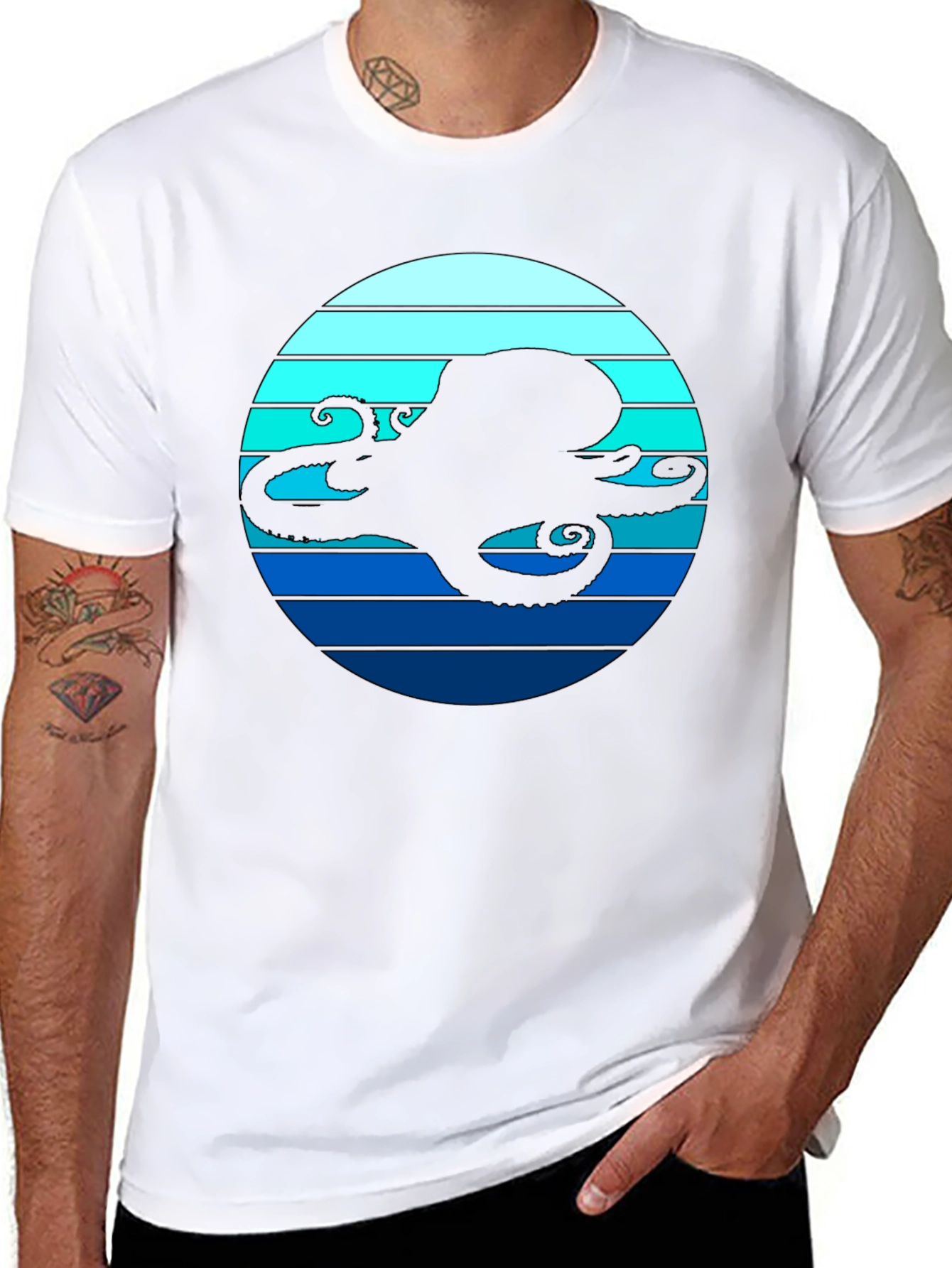 Octopus Silhouette T-Shirt - Nautical Style