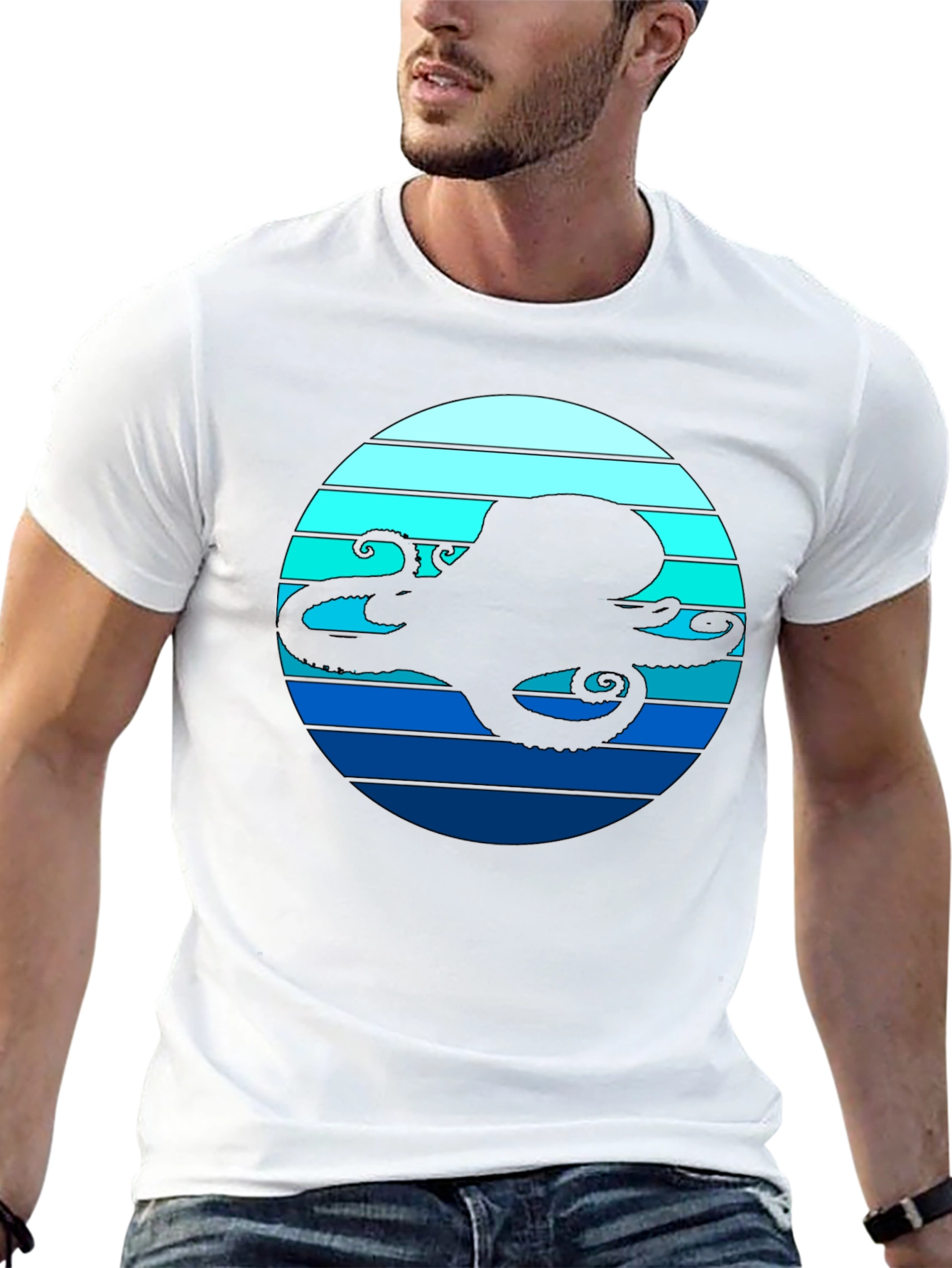 Octopus Silhouette T-Shirt - Nautical Style
