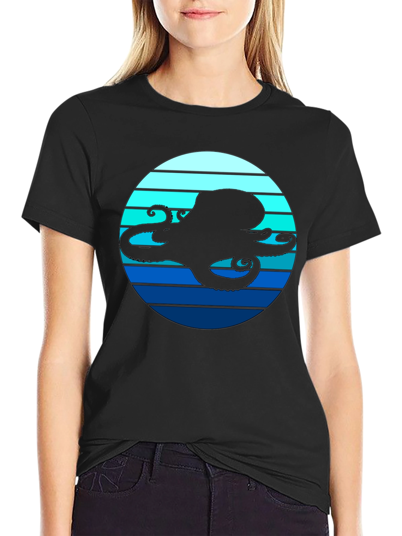 Octopus Silhouette T-Shirt - Nautical Style