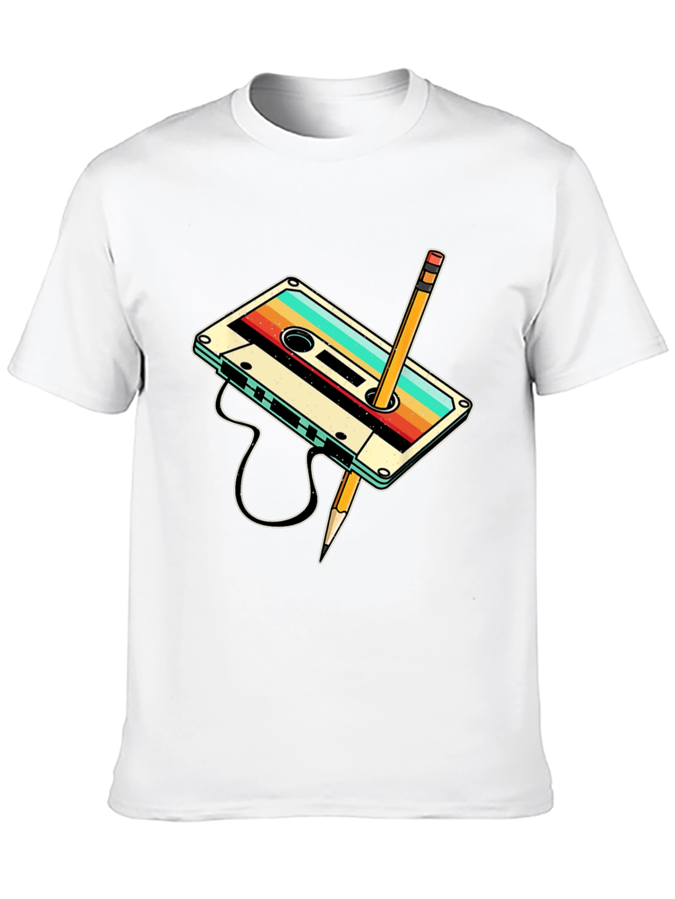 Retro Cassette Tape & Pencil Graphic Tee
