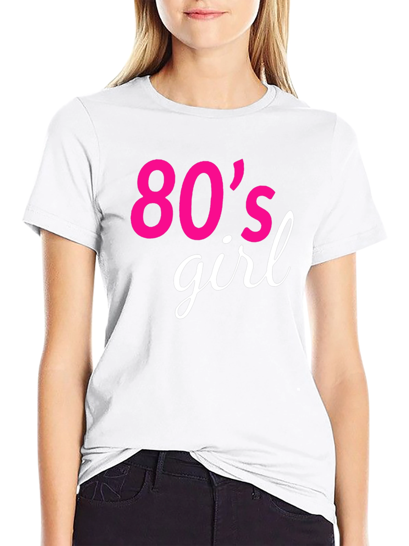80s Girl Retro Graphic Tee - Black