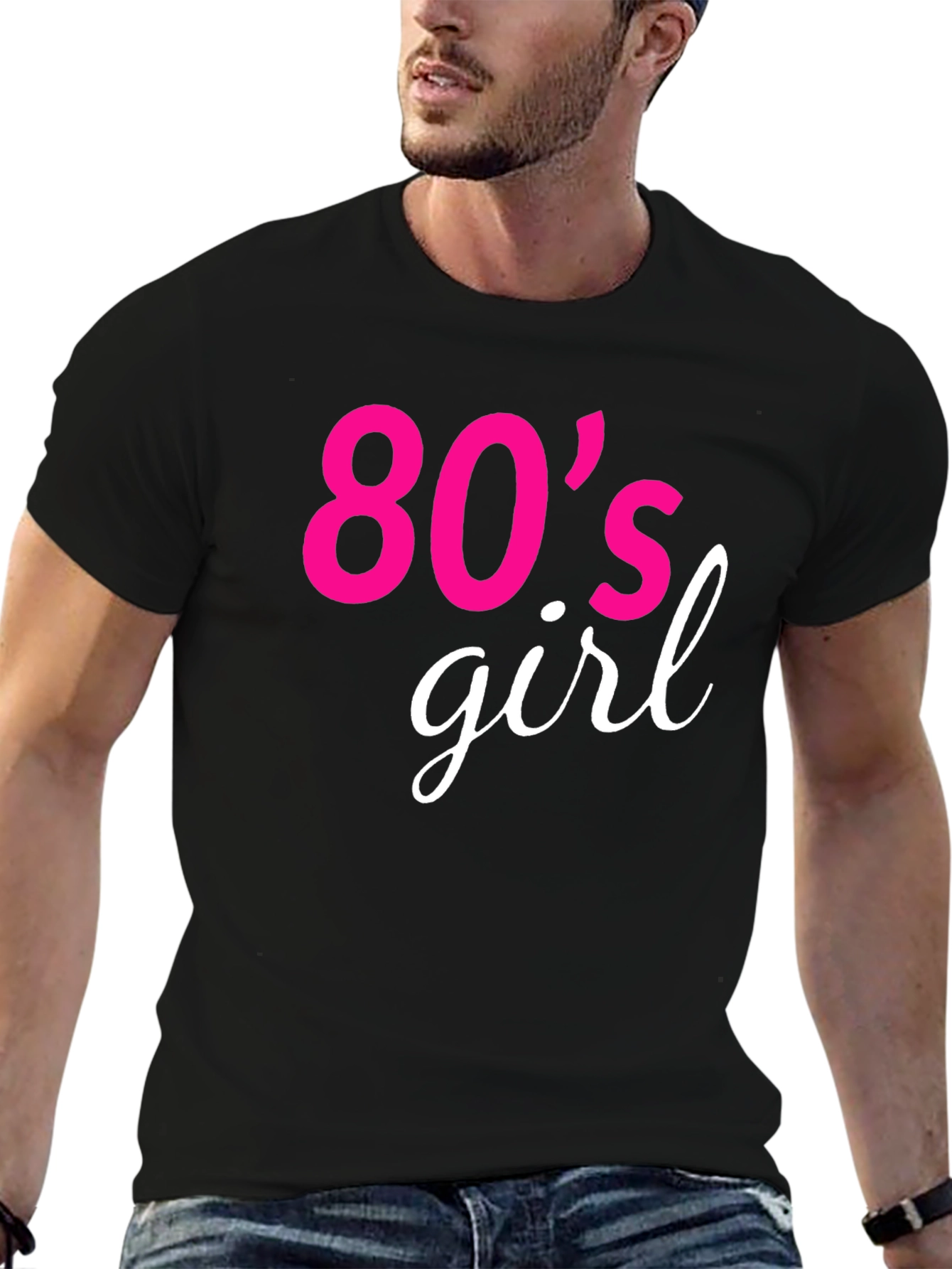 80s Girl Retro Graphic Tee - Black