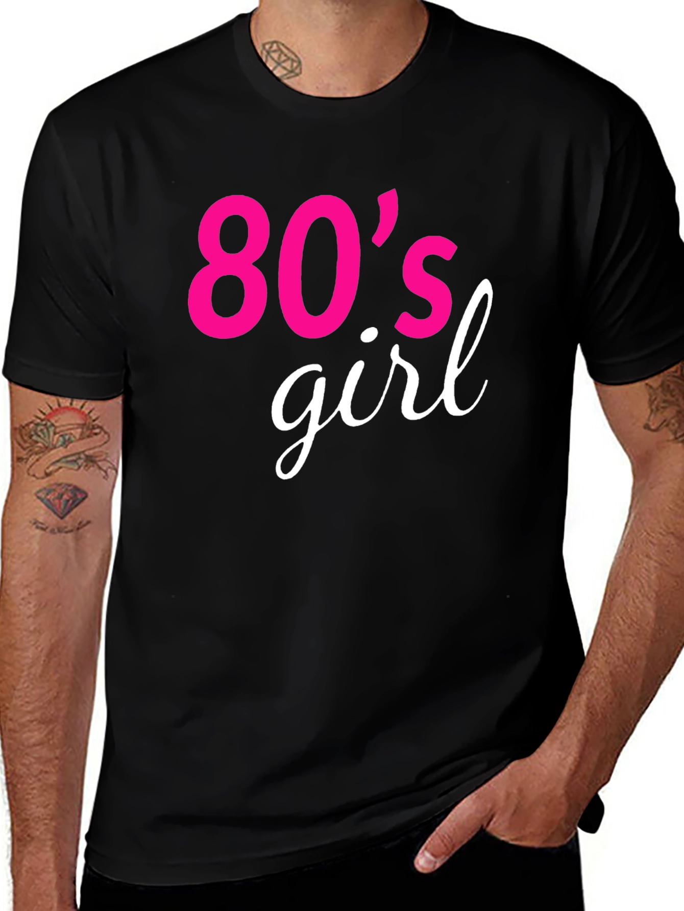 80s Girl Retro Graphic Tee - Black