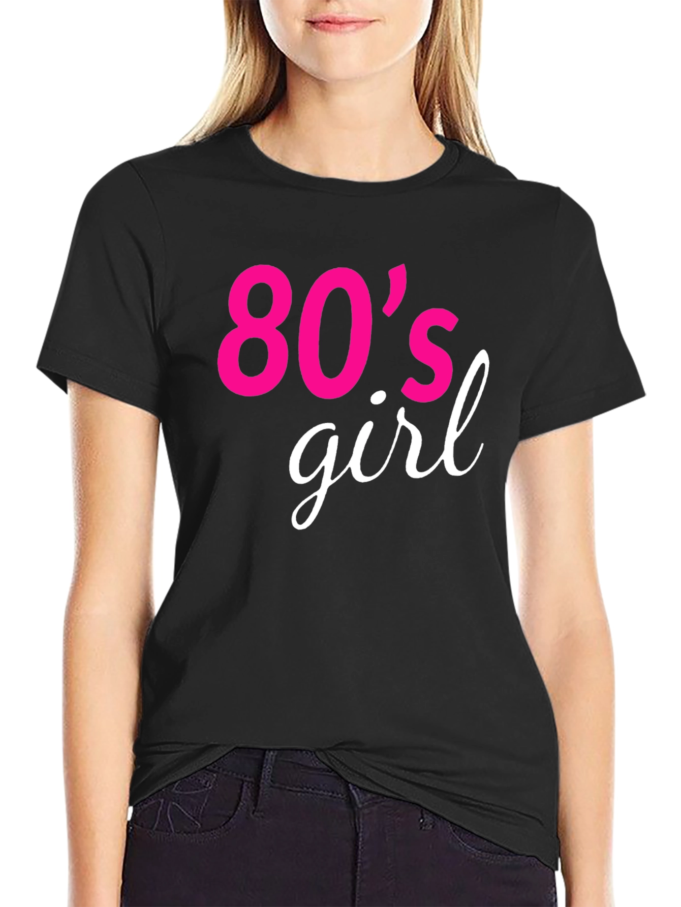 80s Girl Retro Graphic Tee - Black