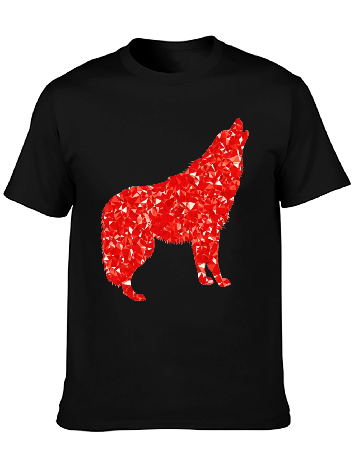 Geometric Wolf Graphic Tee - Black