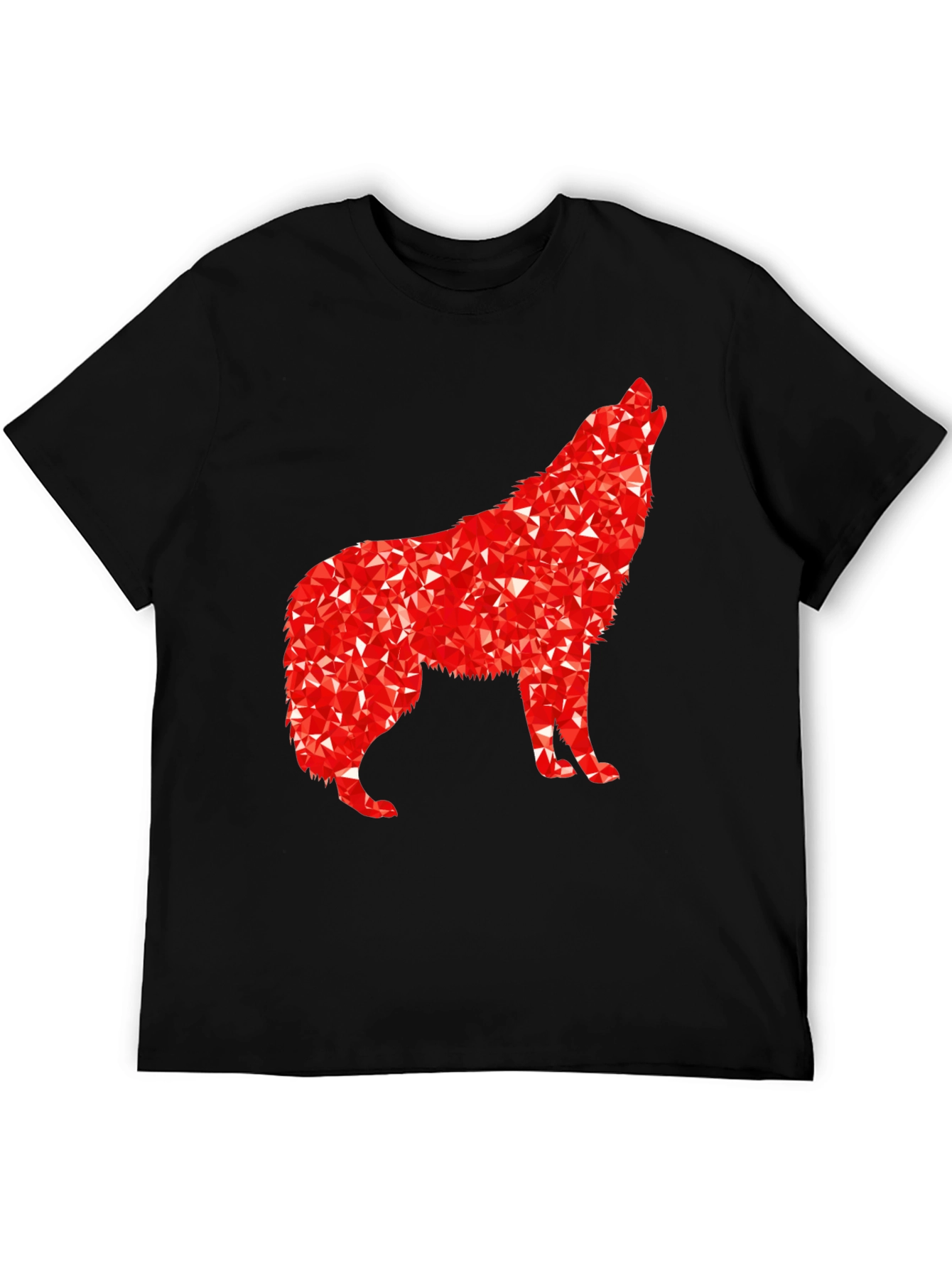 Geometric Wolf Graphic Tee - Black