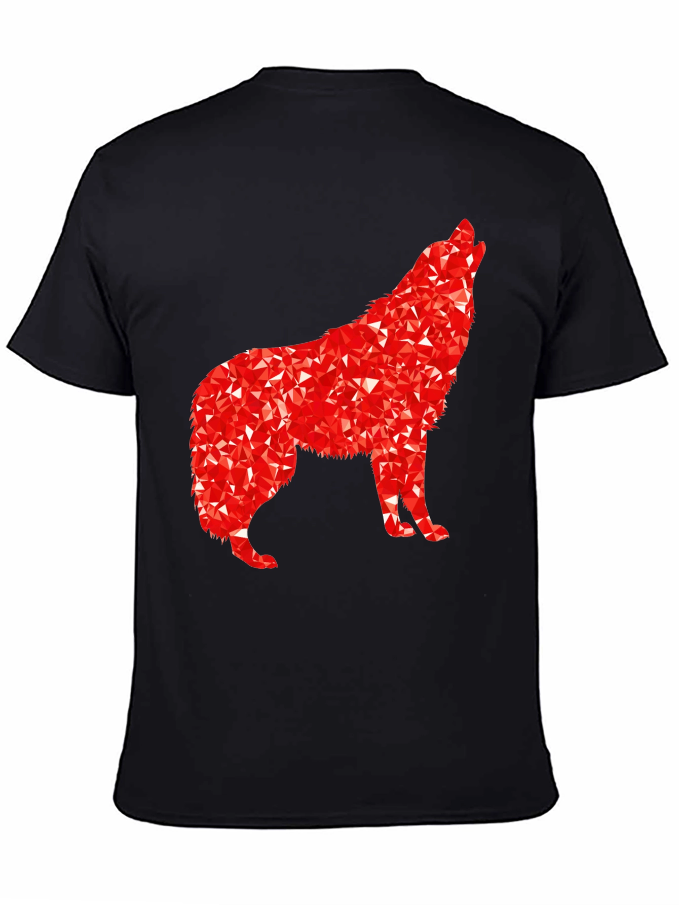 Geometric Wolf Graphic Tee - Black
