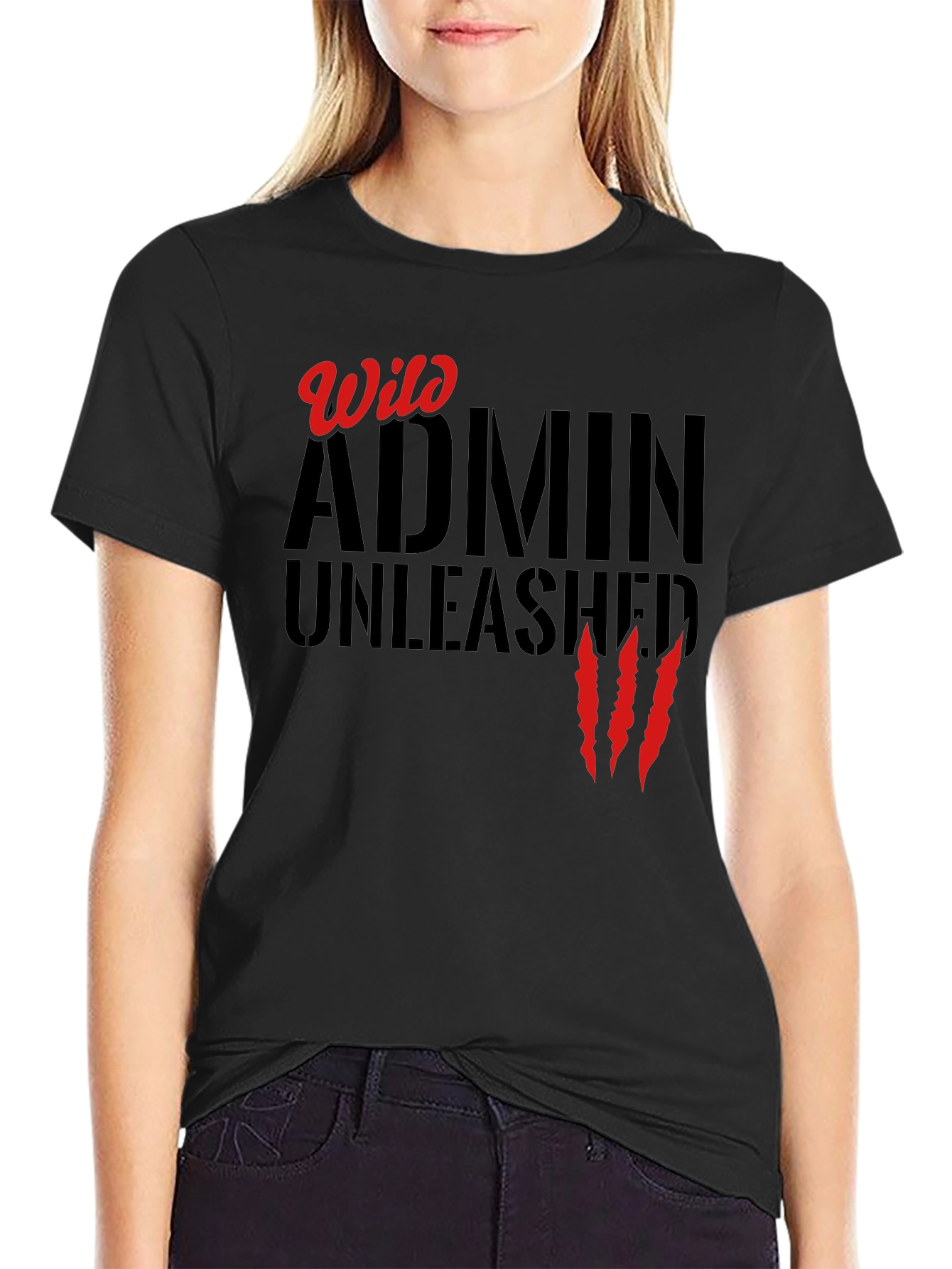 Wild Admin Unleashed Graphic Tee - Black Cotton T-Shirt
