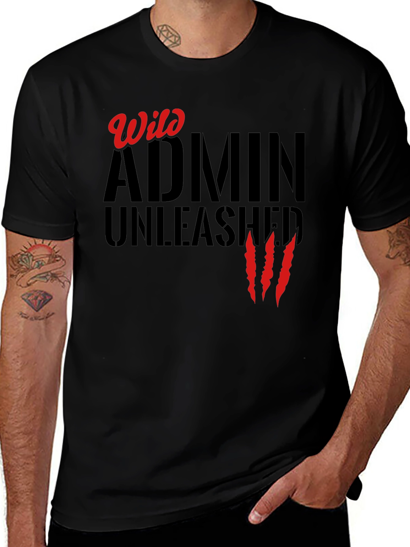 Wild Admin Unleashed Graphic Tee - Black Cotton T-Shirt